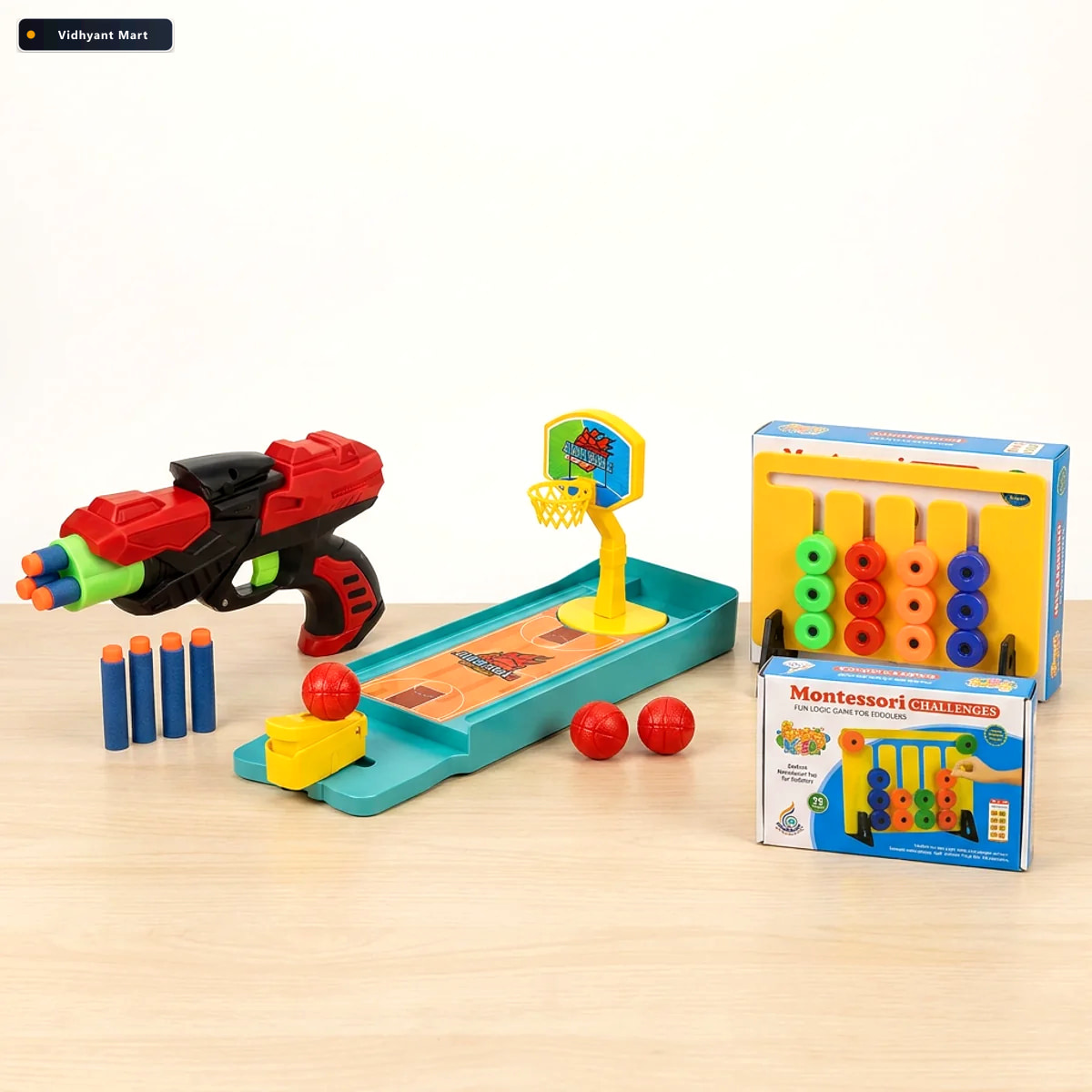 Vidhyant Mart Kids Indoor Game Combo Foam Dart Blaster Mini Bask 4