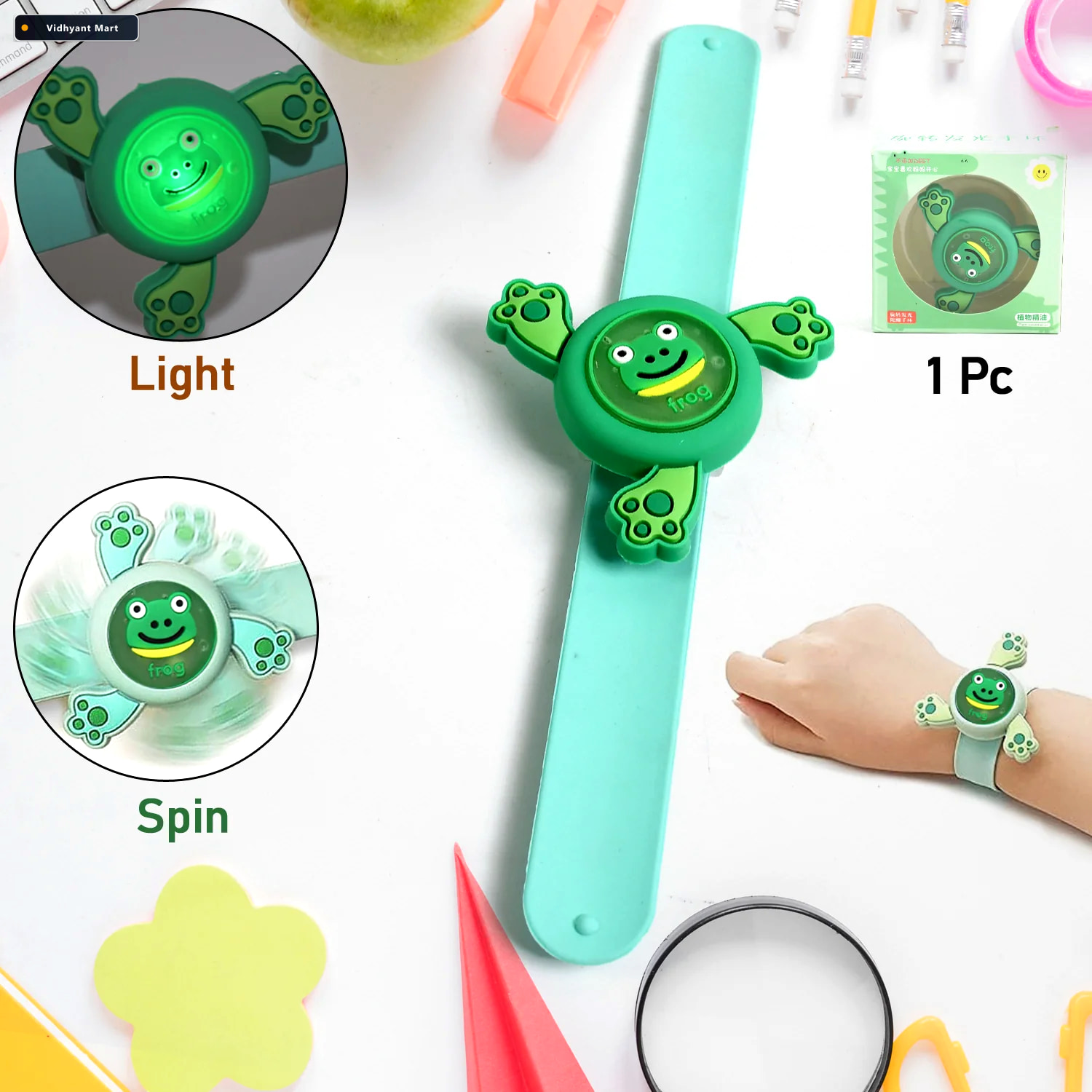 Vidhyant Mart Kids Led Slap Bracelet Spinning Light Up Cartoon L 2