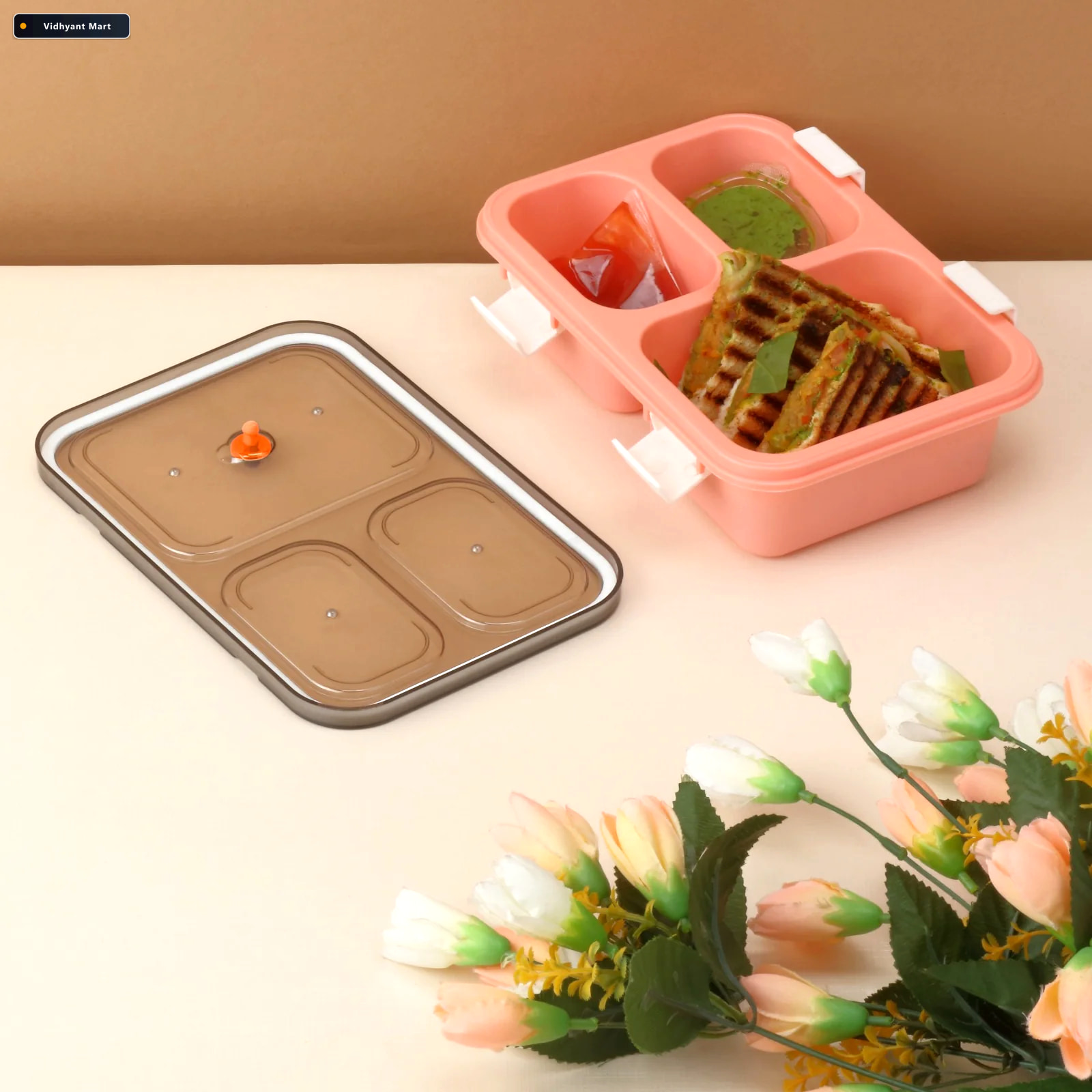 Vidhyant Mart Kids Lunch Box 3 Compartment Leak Proof Tiffin Lun 1