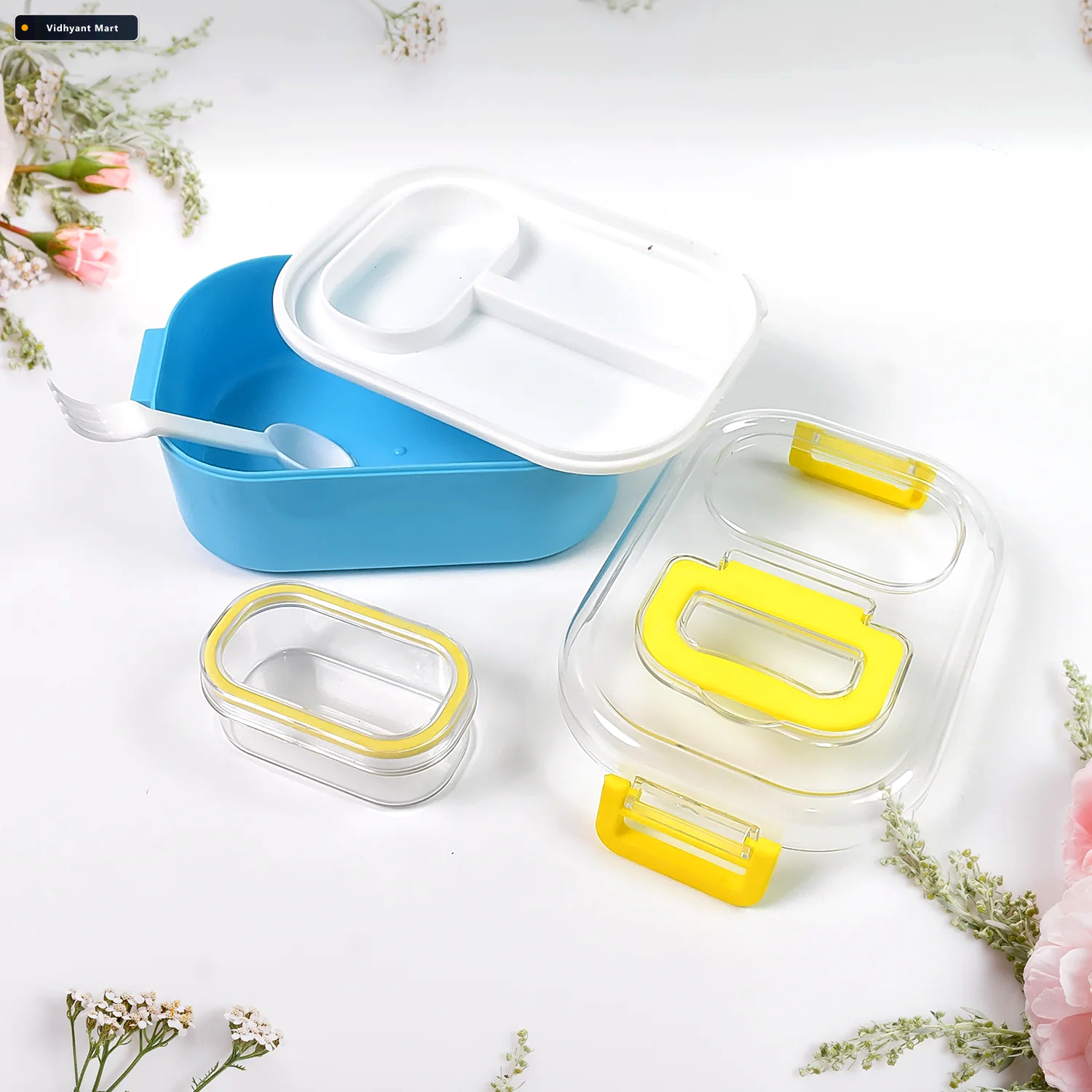 Vidhyant Mart Kids Lunch Box Durable Plastic With Spoon Fork Lun 3