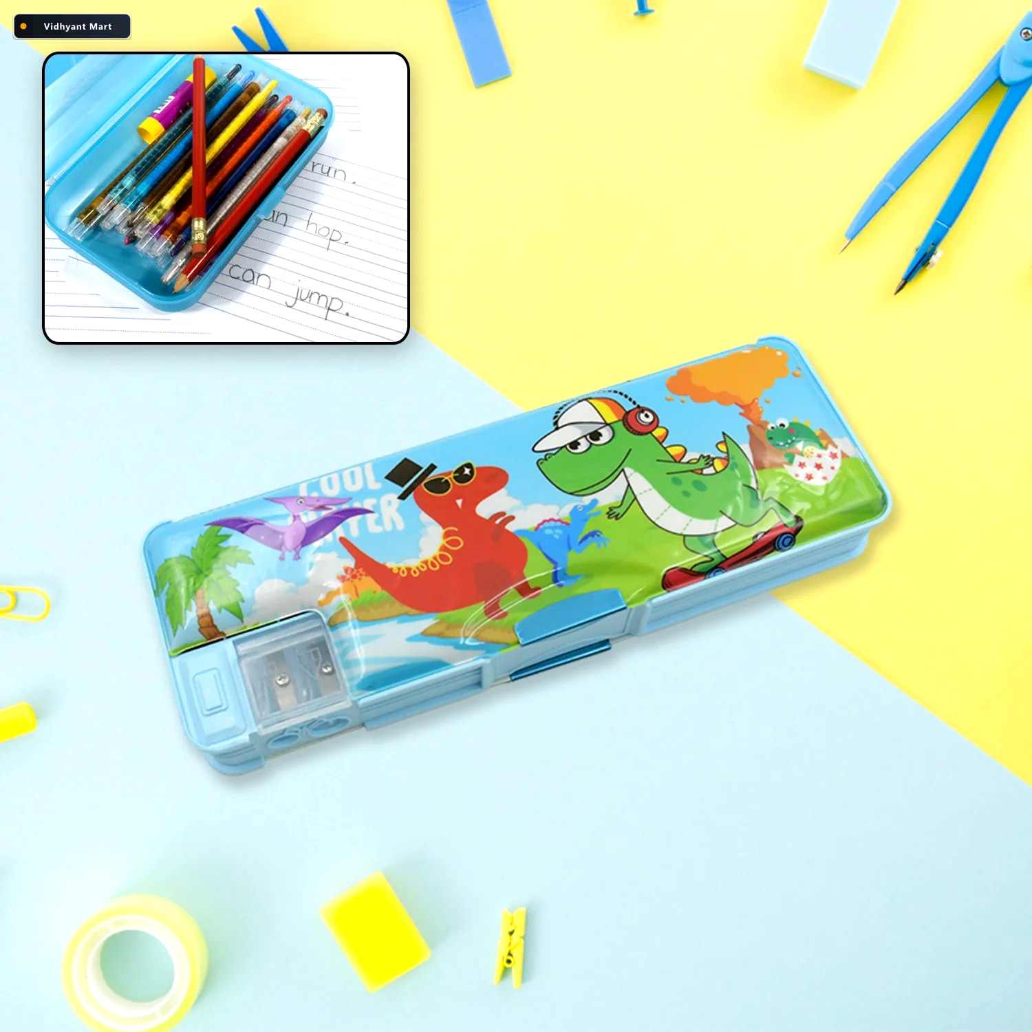 Vidhyant Mart Kids Pencil Case Dual Compartment Stationery Box D 4