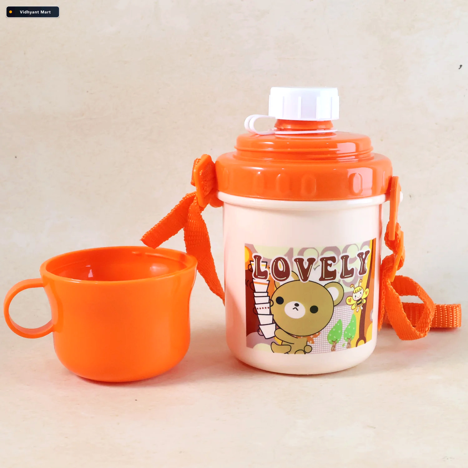 Vidhyant Mart Kids Plastic Cartoon Cup With Lid Strap Spill Resi 2