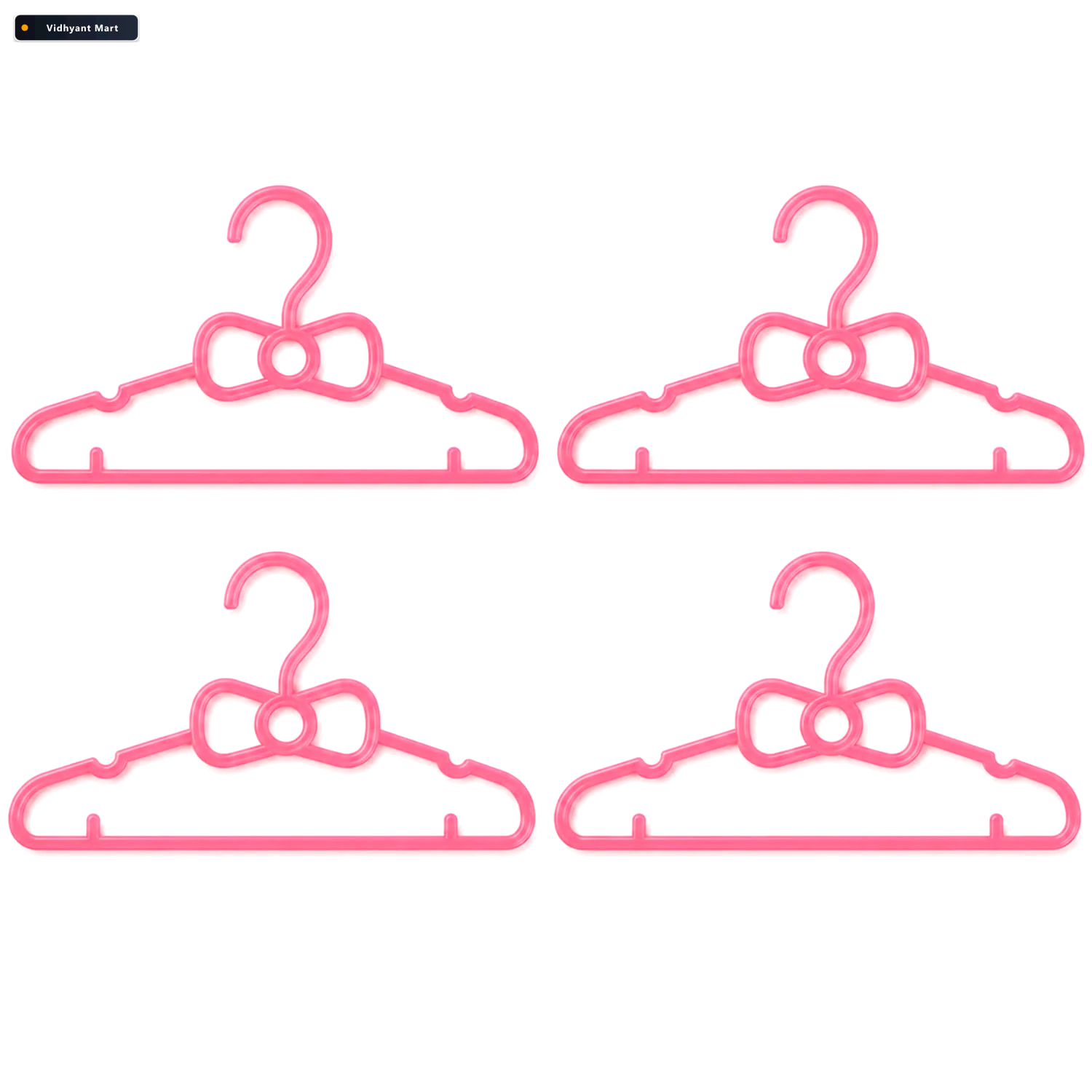 Vidhyant Mart Kids Plastic Clothes Hangers Set Of 4 Cute Bow Des 4