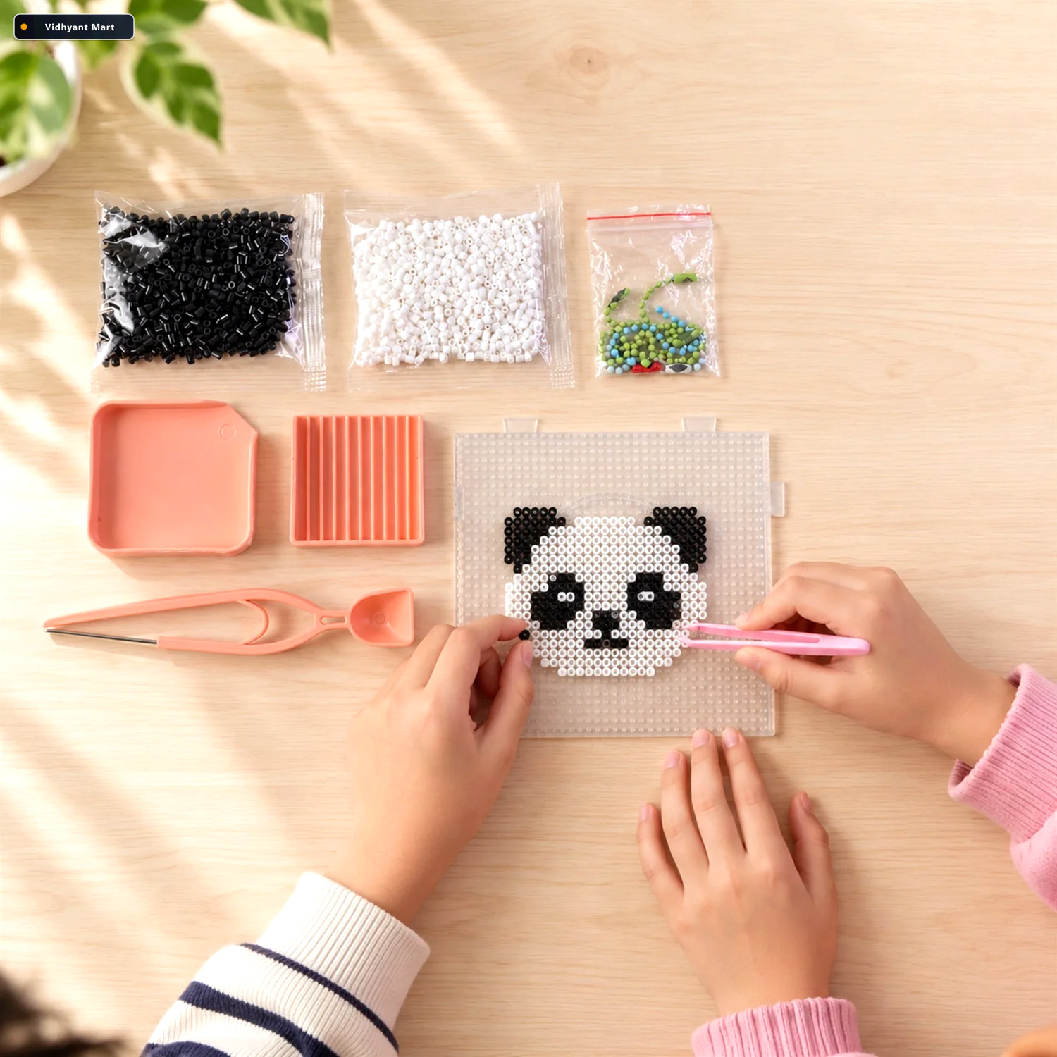 Vidhyant Mart Kids Plastic Fuse Beads Craft Kit For Making Colou 1