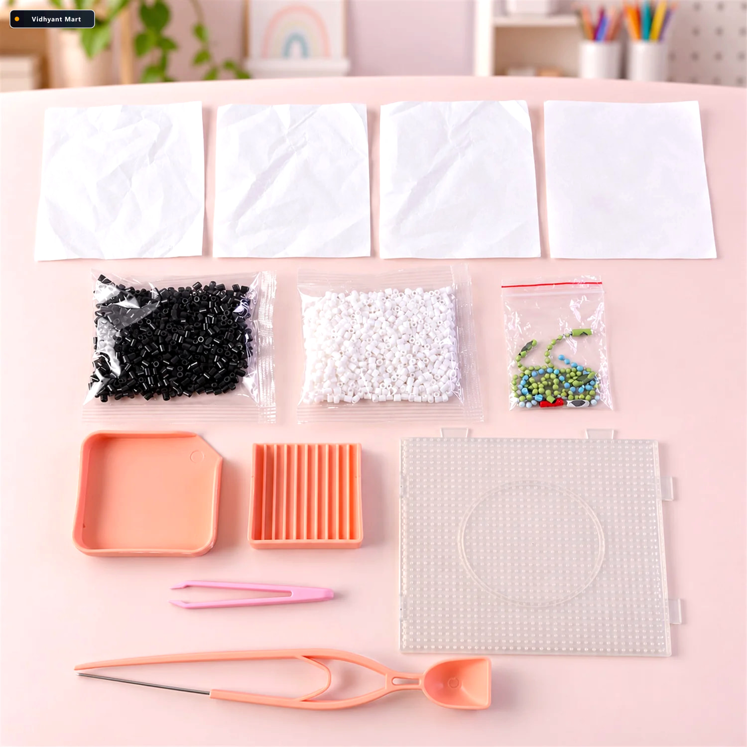 Vidhyant Mart Kids Plastic Fuse Beads Craft Kit For Making Colou 3