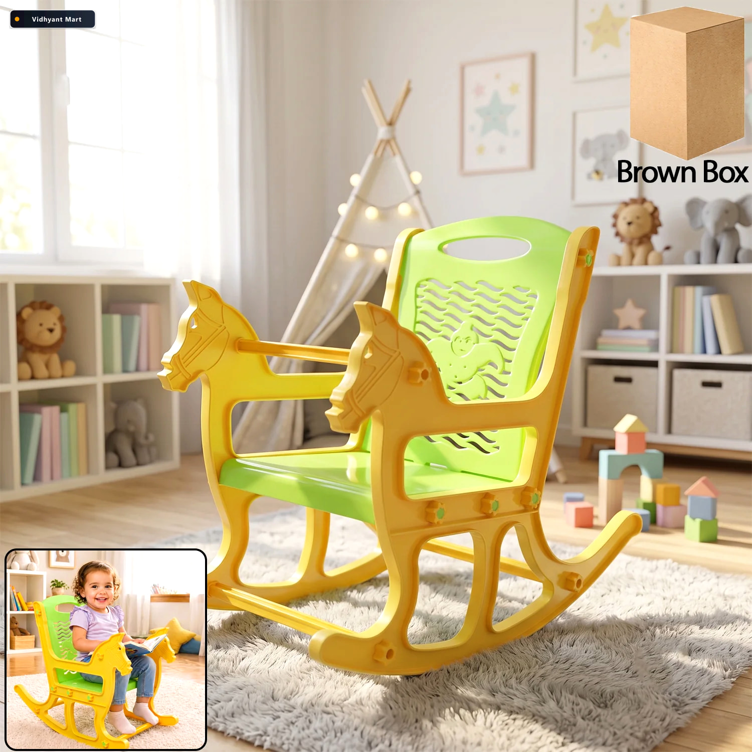 Vidhyant Mart Kids Plastic Horse Rocking Chair Baby Rocker Seat 1