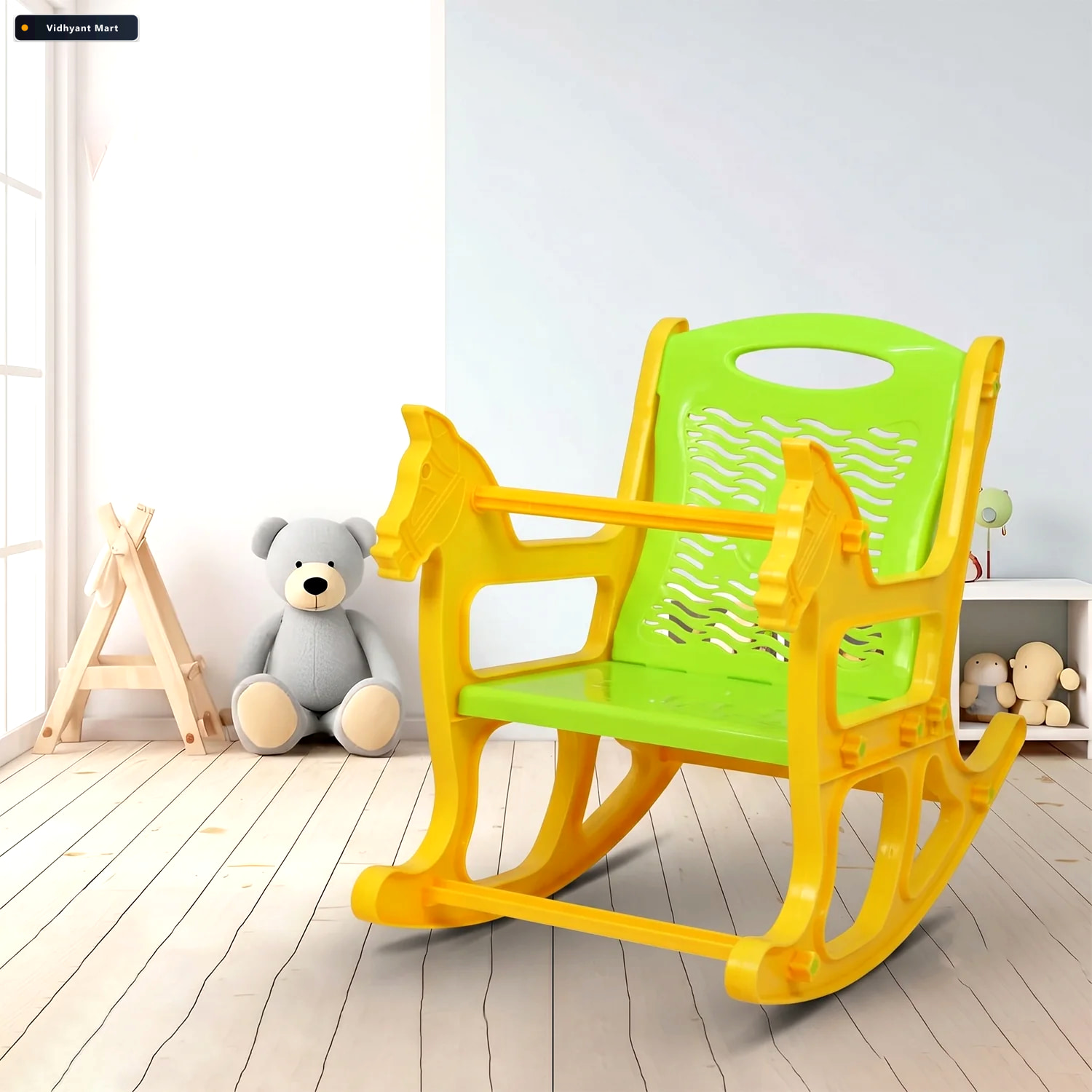 Vidhyant Mart Kids Plastic Horse Rocking Chair Baby Rocker Seat 3