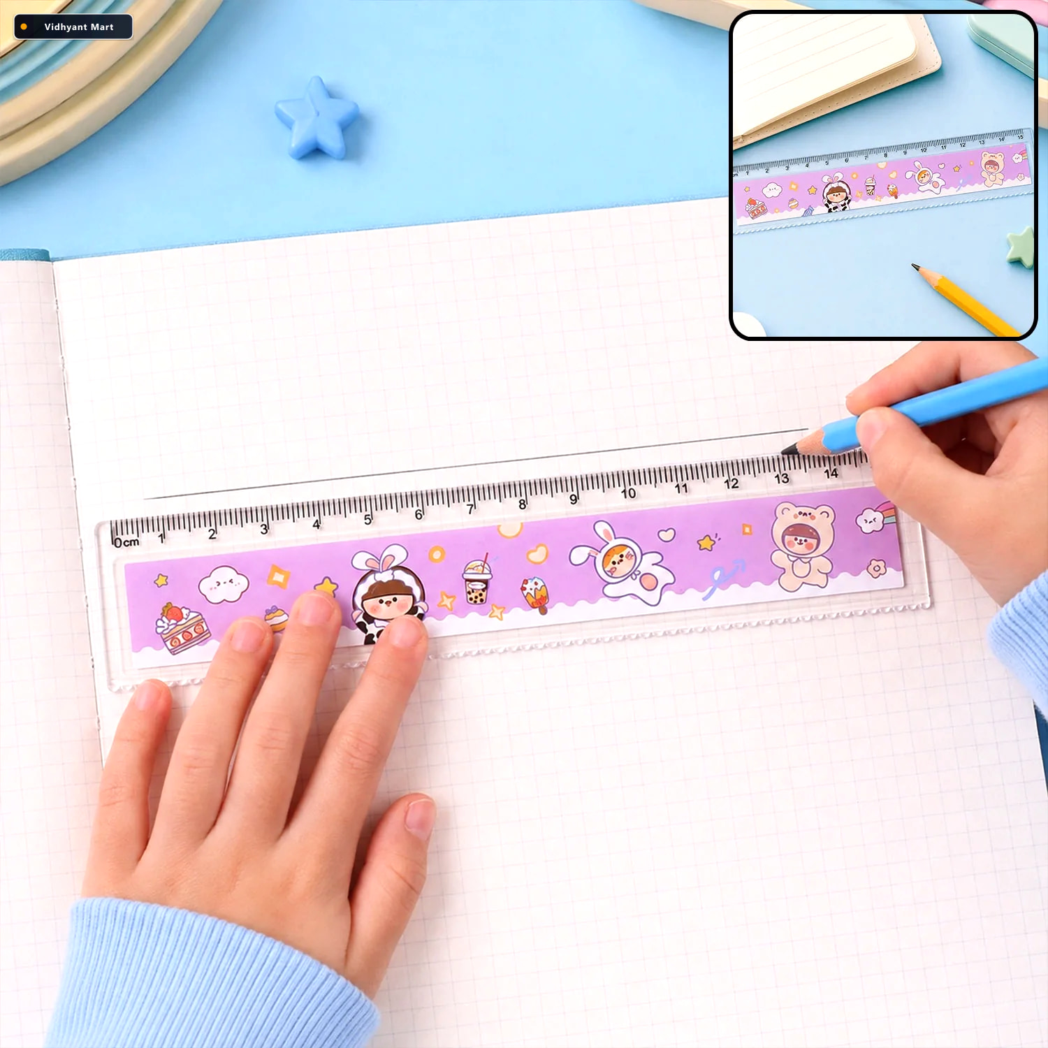 Vidhyant Mart Kids Plastic Ruler Durable Cartoon Design With Cle 1