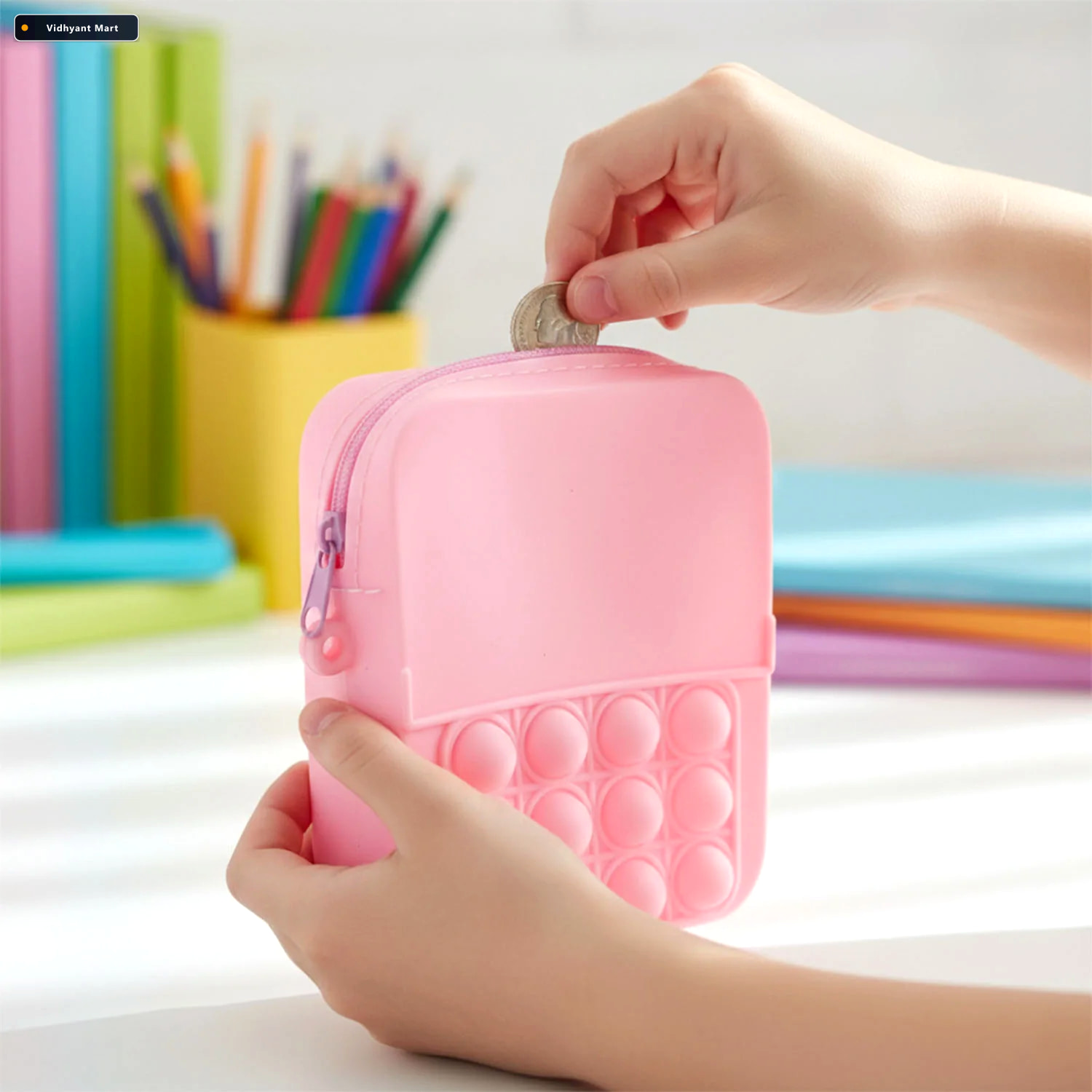 Vidhyant Mart Kids Pop It Fidget Shoulder Bag Fun Silicone Cross 2