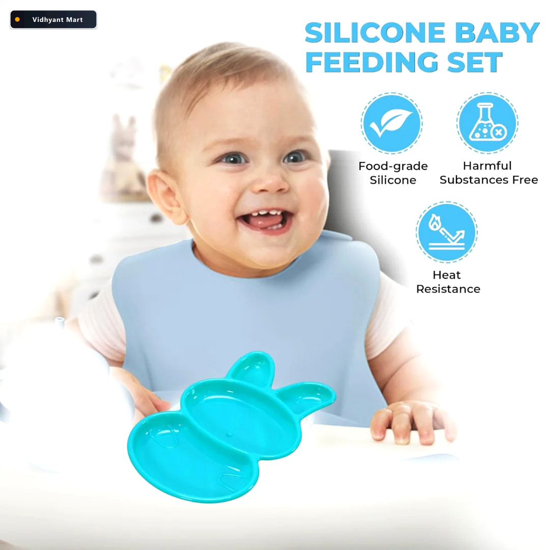 Vidhyant Mart Kids Rabbit Dish Set Unbreakable Multicolor 6 Piec 2