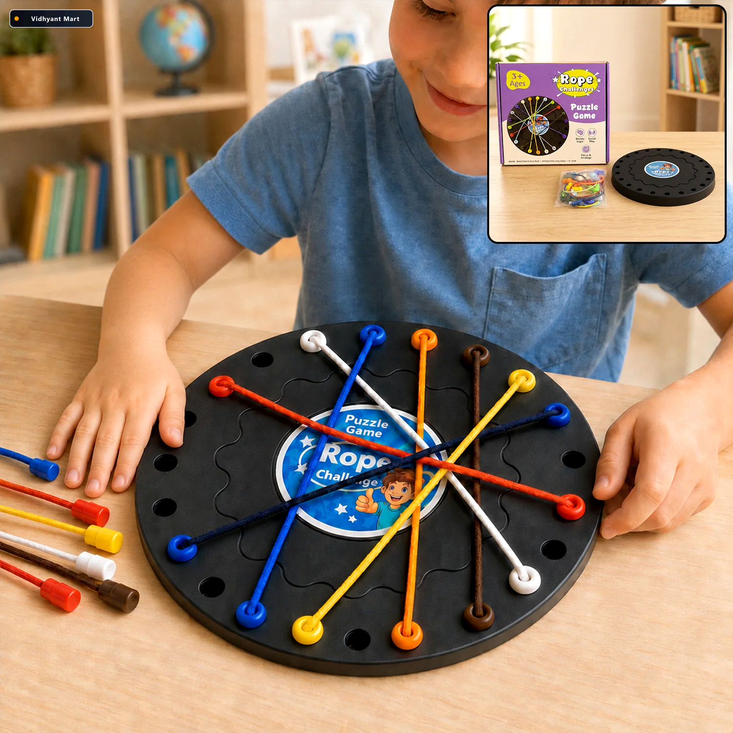 Vidhyant Mart Kids Rope Challenge Puzzle Board Game For Logic Fo 1