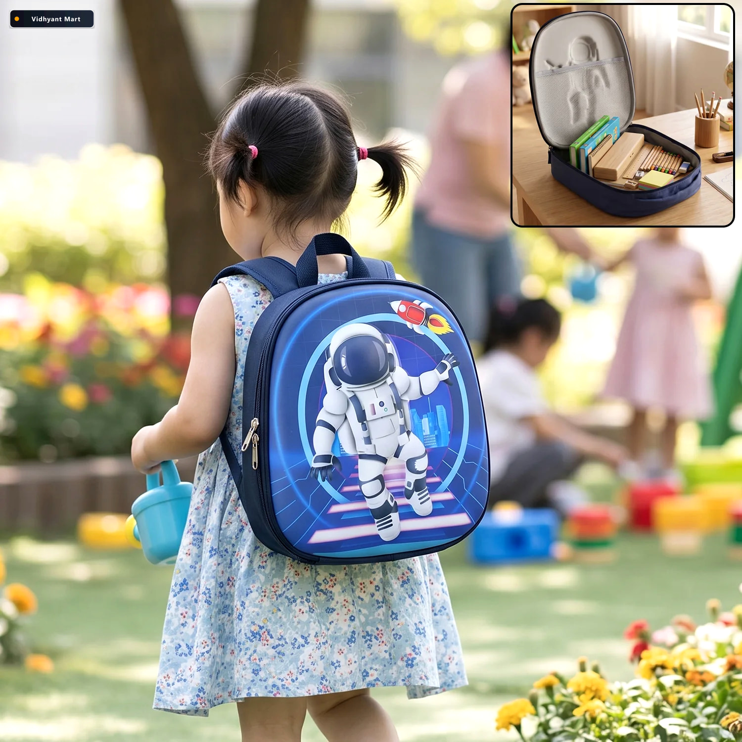Vidhyant Mart Kids School Backpack Sling Crossbody Bag Astronaut 1