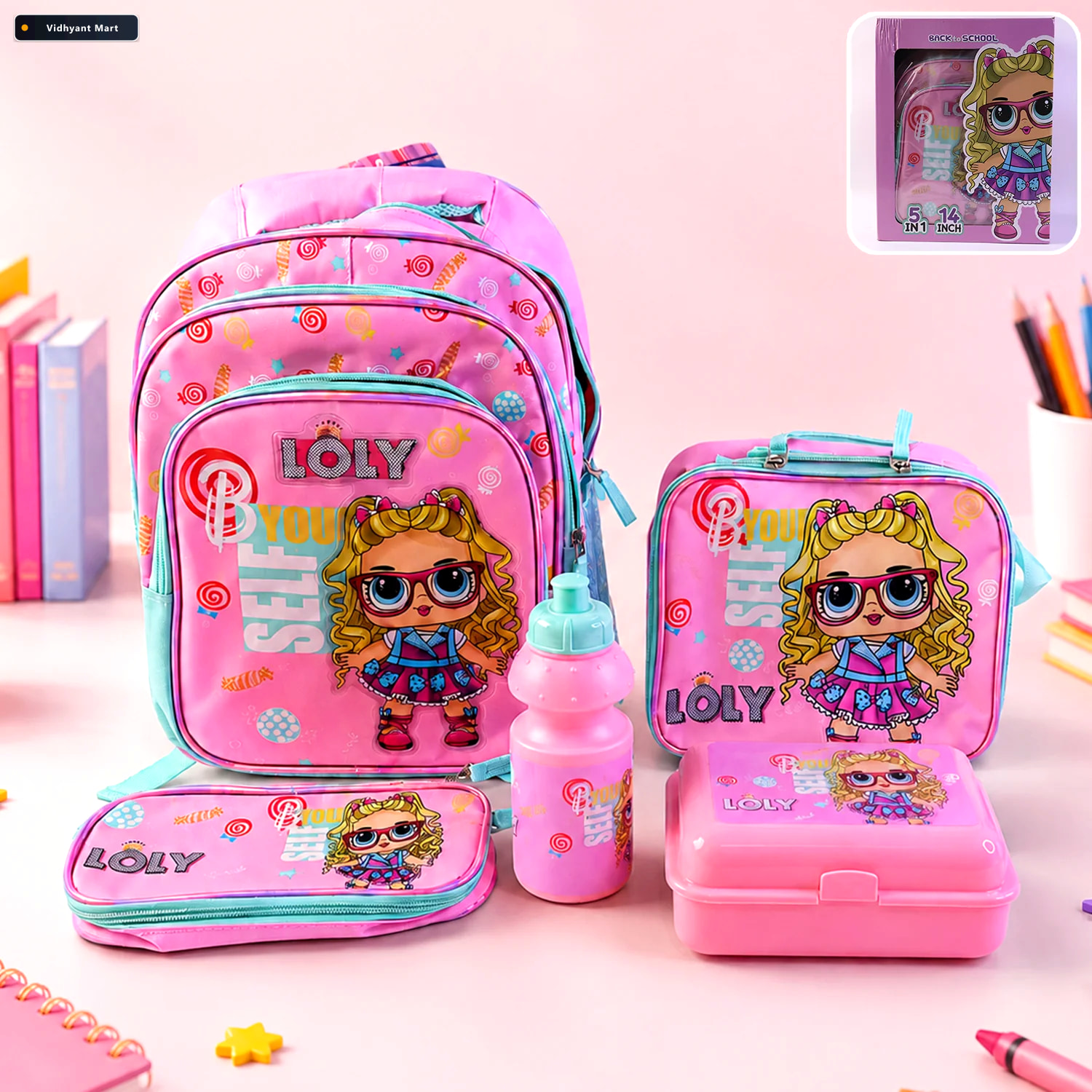 Vidhyant Mart Kids School Bag Set 5 In 1 Combo For School Little 1