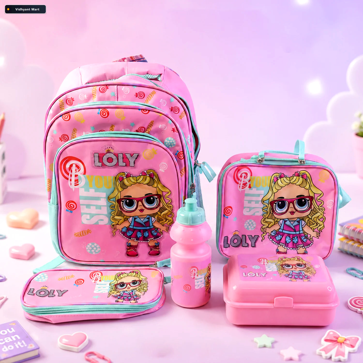 Vidhyant Mart Kids School Bag Set 5 In 1 Combo For School Little 2