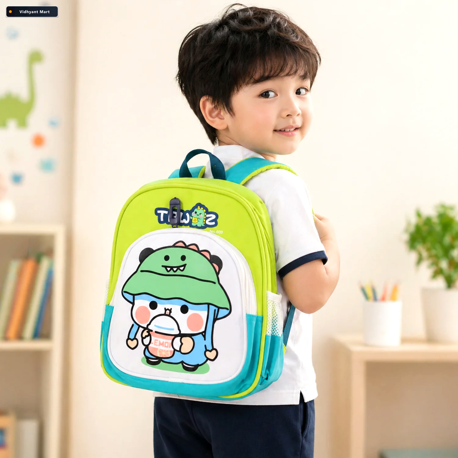 Vidhyant Mart Kids Sling Backpack Lightweight Cartoon Design For 3