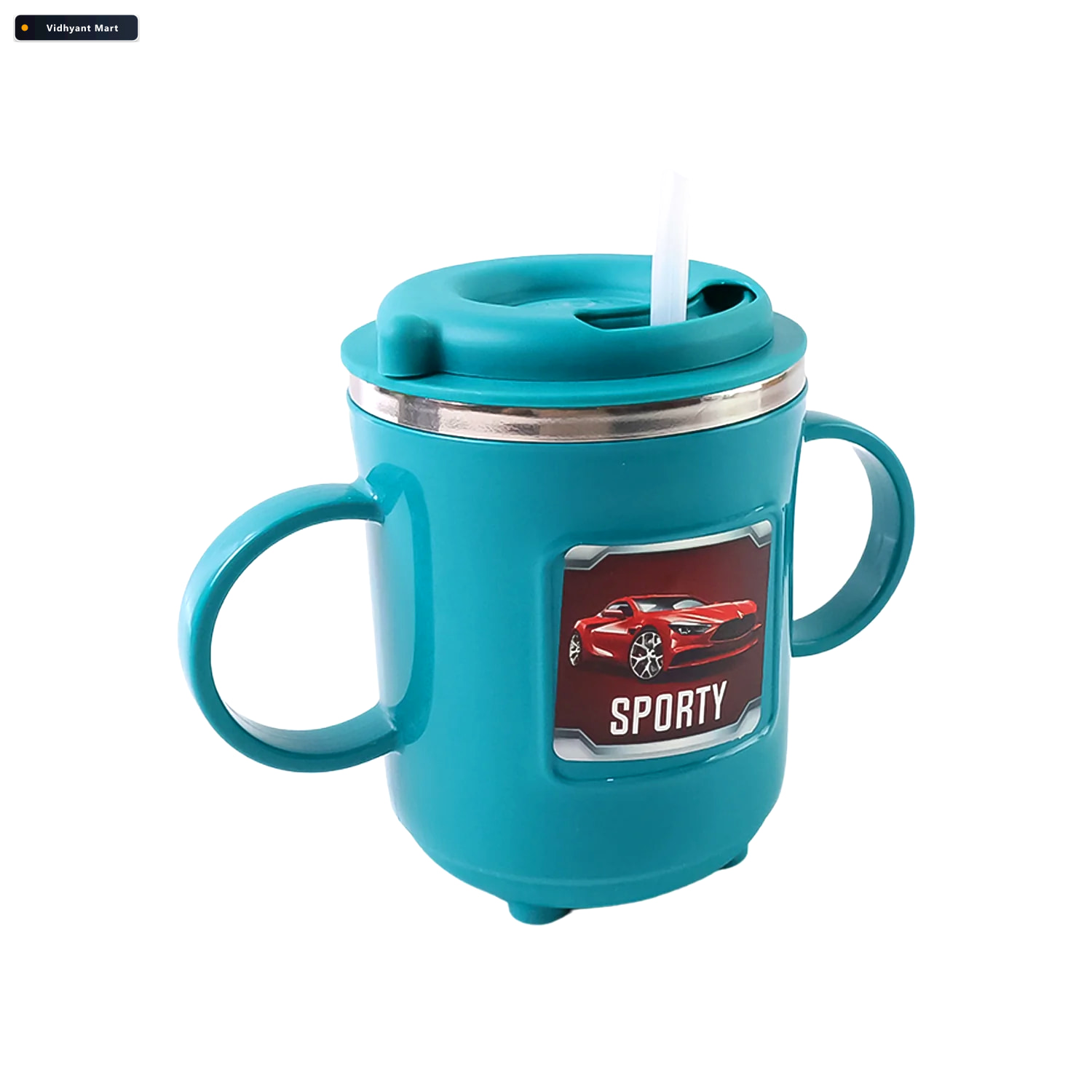 Vidhyant Mart Kids Sporty Sipper Mug Spill Proof With Straw Dual 4