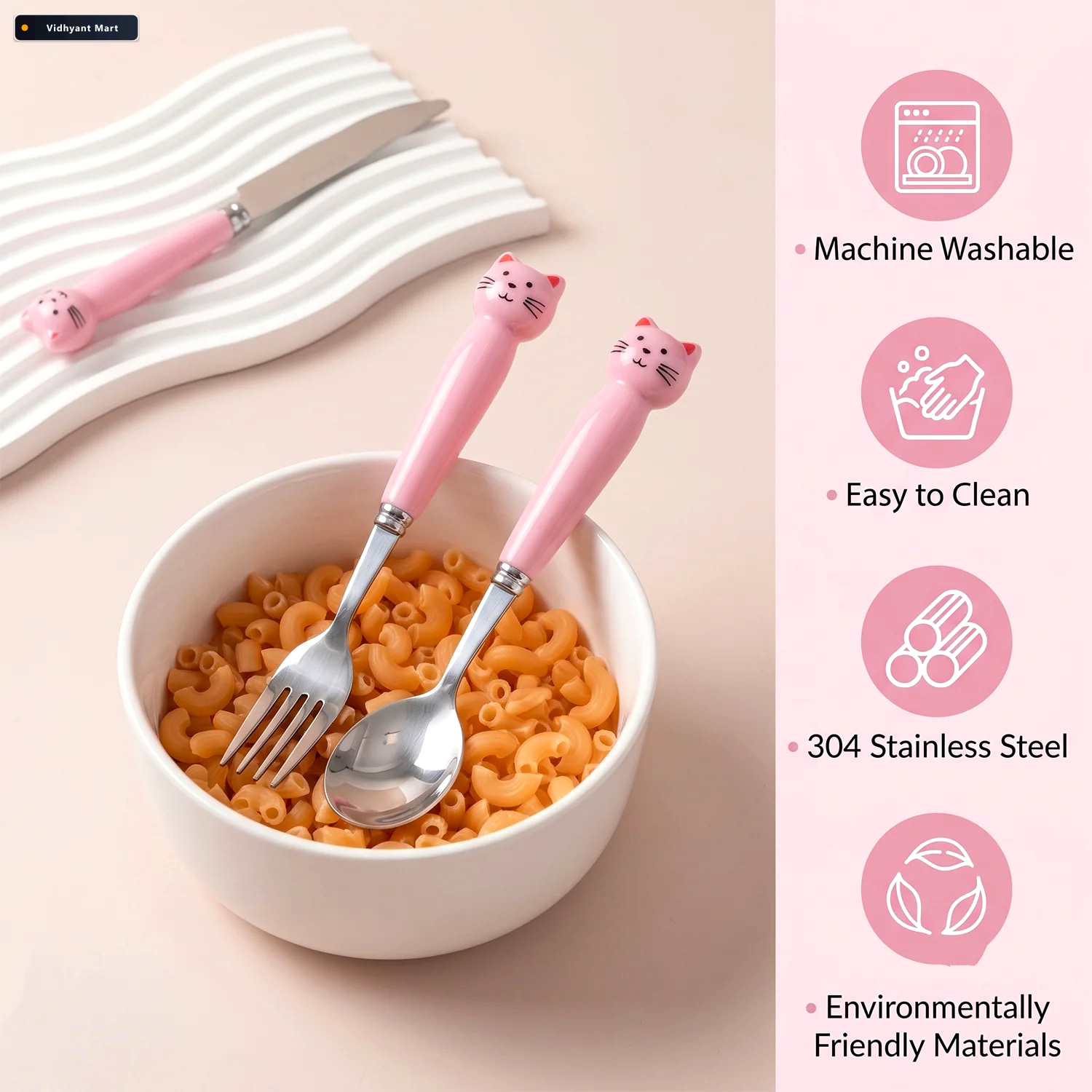 Vidhyant Mart Kids Stainless Steel Cutlery Set Safe Durable Port 2
