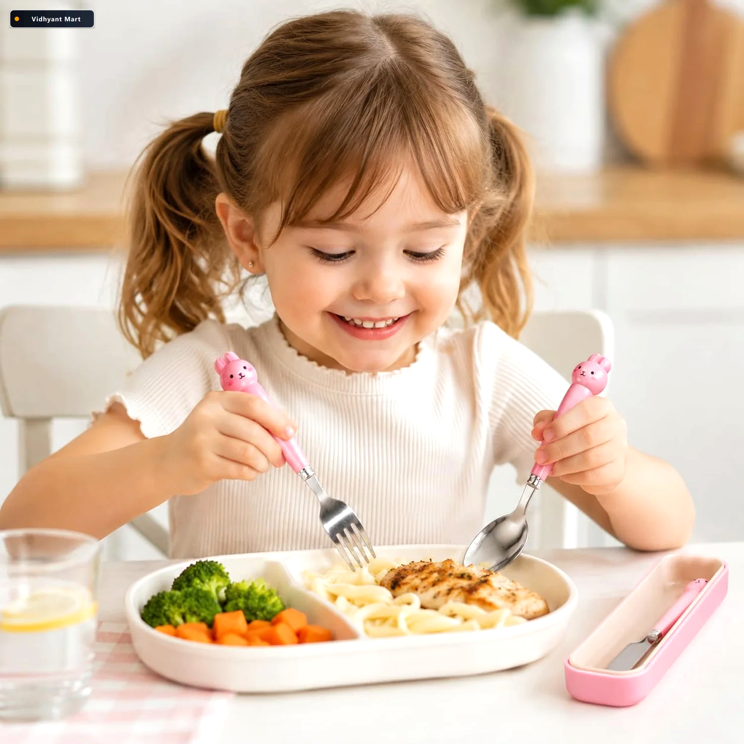 Vidhyant Mart Kids Stainless Steel Cutlery Set Safe Durable Port 4