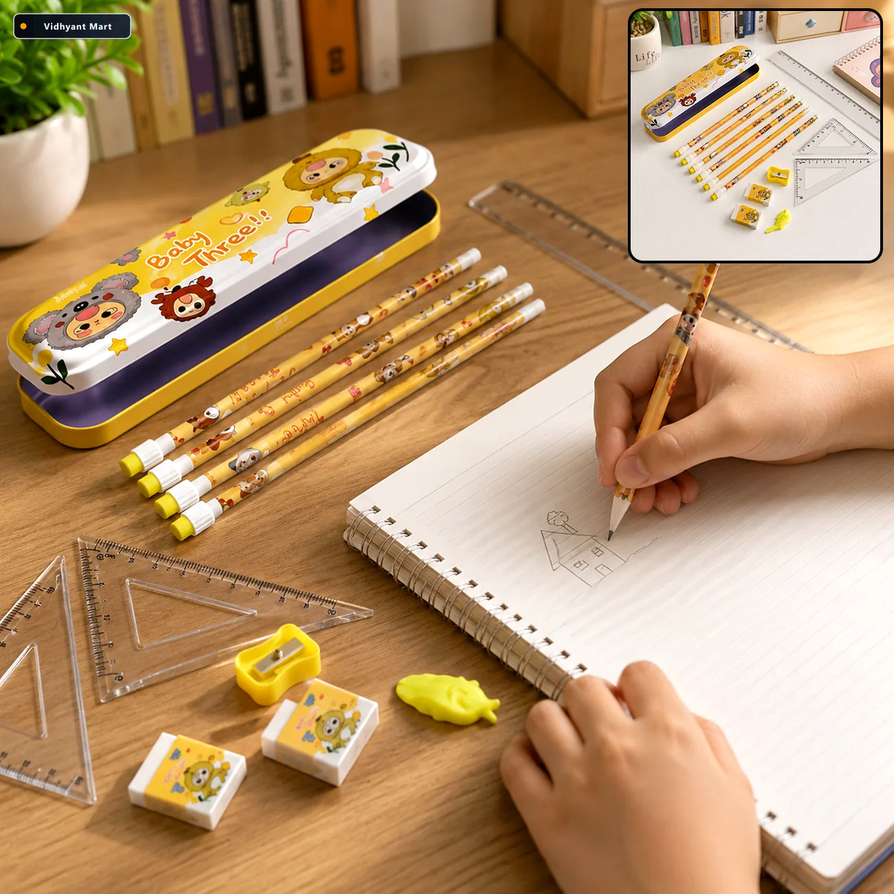 Vidhyant Mart Kids Stationery Kit 14 Piece Cartoon School Suppli 1