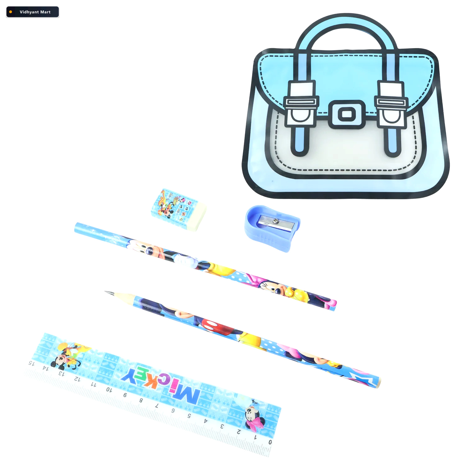 Vidhyant Mart Kids Stationery Kit 5 In 1 Cartoon Style Carry Bag 4