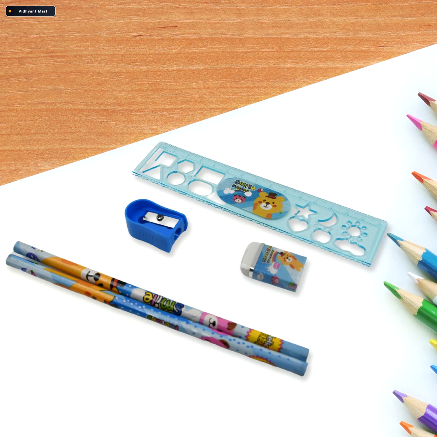 Vidhyant Mart Kids Stationery Kit 6 Piece Cartoon Set For School 3