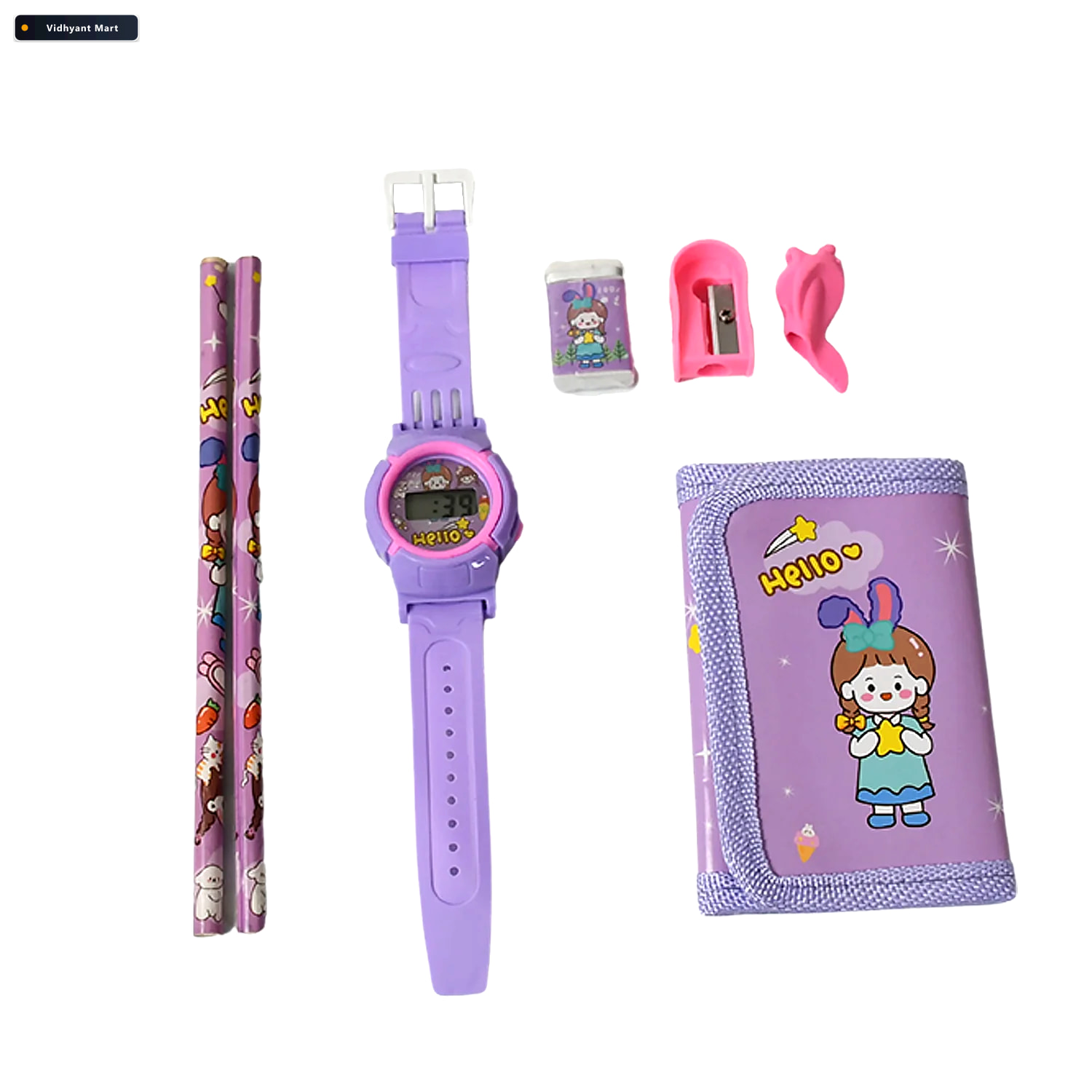 Vidhyant Mart Kids Stationery Set 7 In 1 School Kit For Girls Bo 2