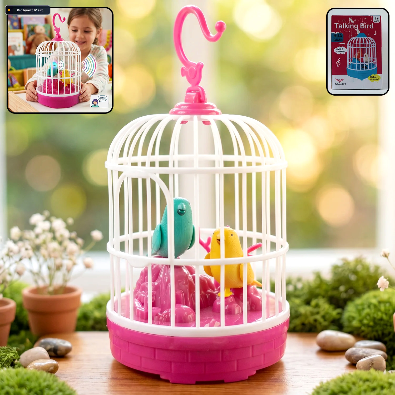 Vidhyant Mart Kids Talking Bird Cage Toy Interactive Sound Repea 1