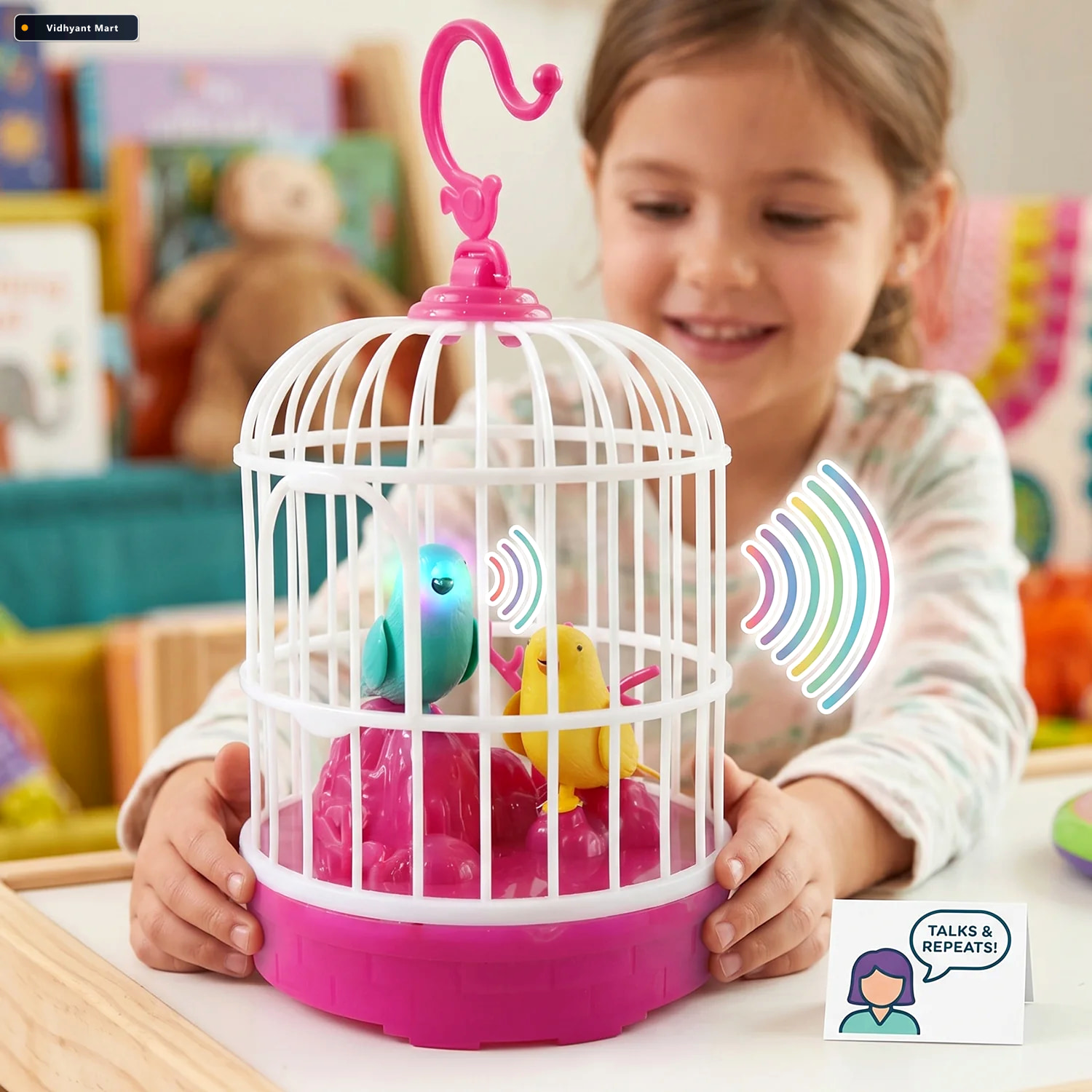 Vidhyant Mart Kids Talking Bird Cage Toy Interactive Sound Repea 2