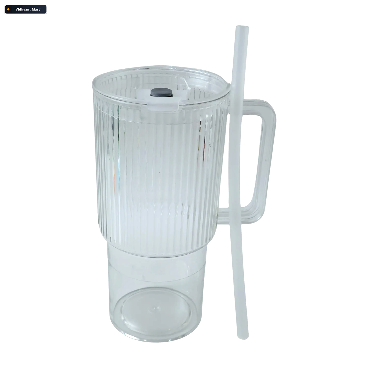 Vidhyant Mart Kids Tumbler 900ml With Handle Lid And Straw Ribbe 4