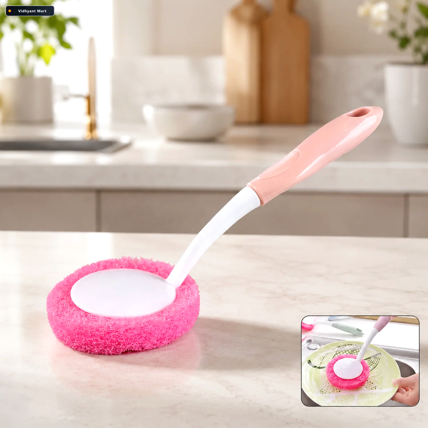 Vidhyant Mart Kitchen Dish Scrubber Brush Long Handle With Soft 1