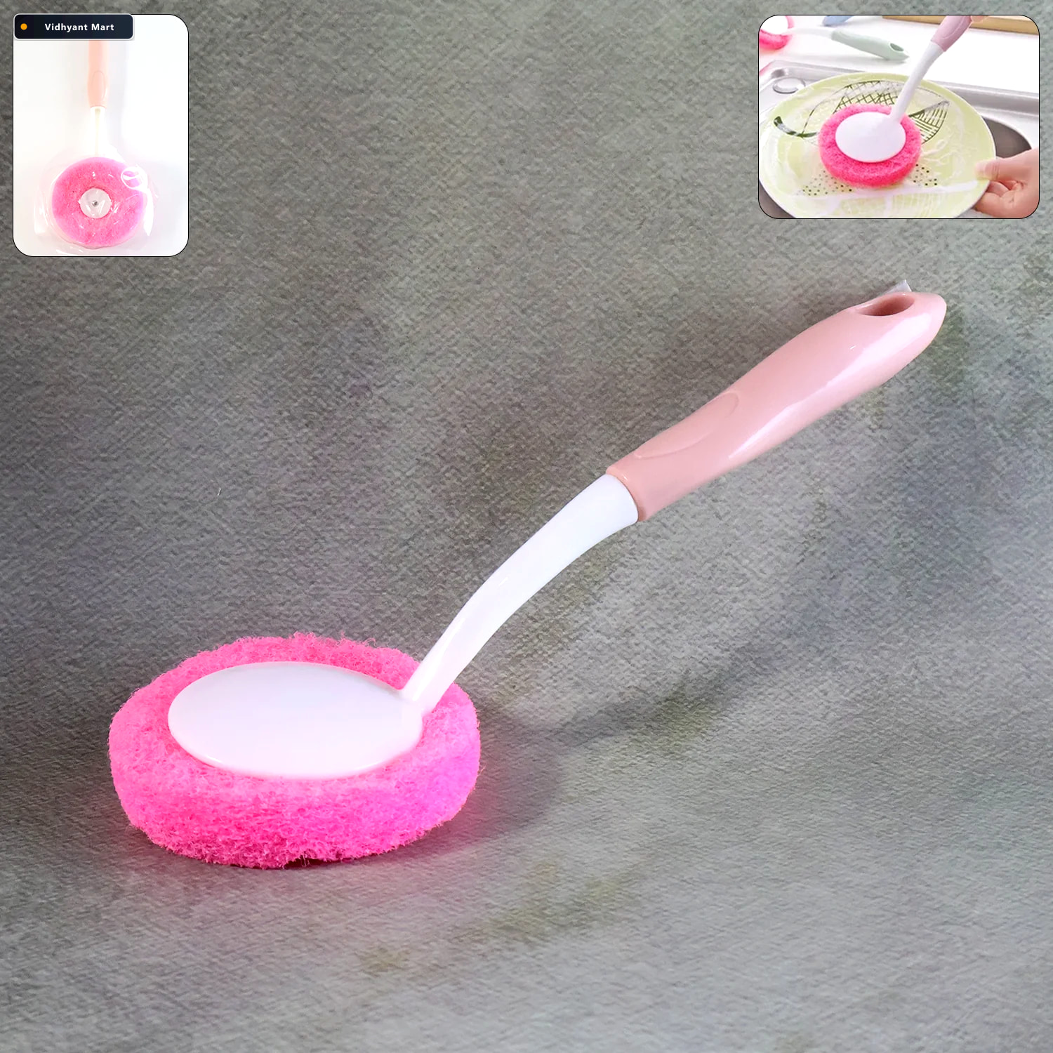 Vidhyant Mart Kitchen Dish Scrubber Brush Long Handle With Soft 2