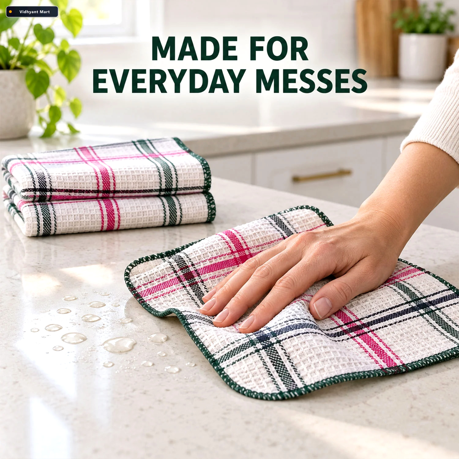 Vidhyant Mart Kitchen Dish Wiping Cloth Set Waffle Weave Absorbe 1