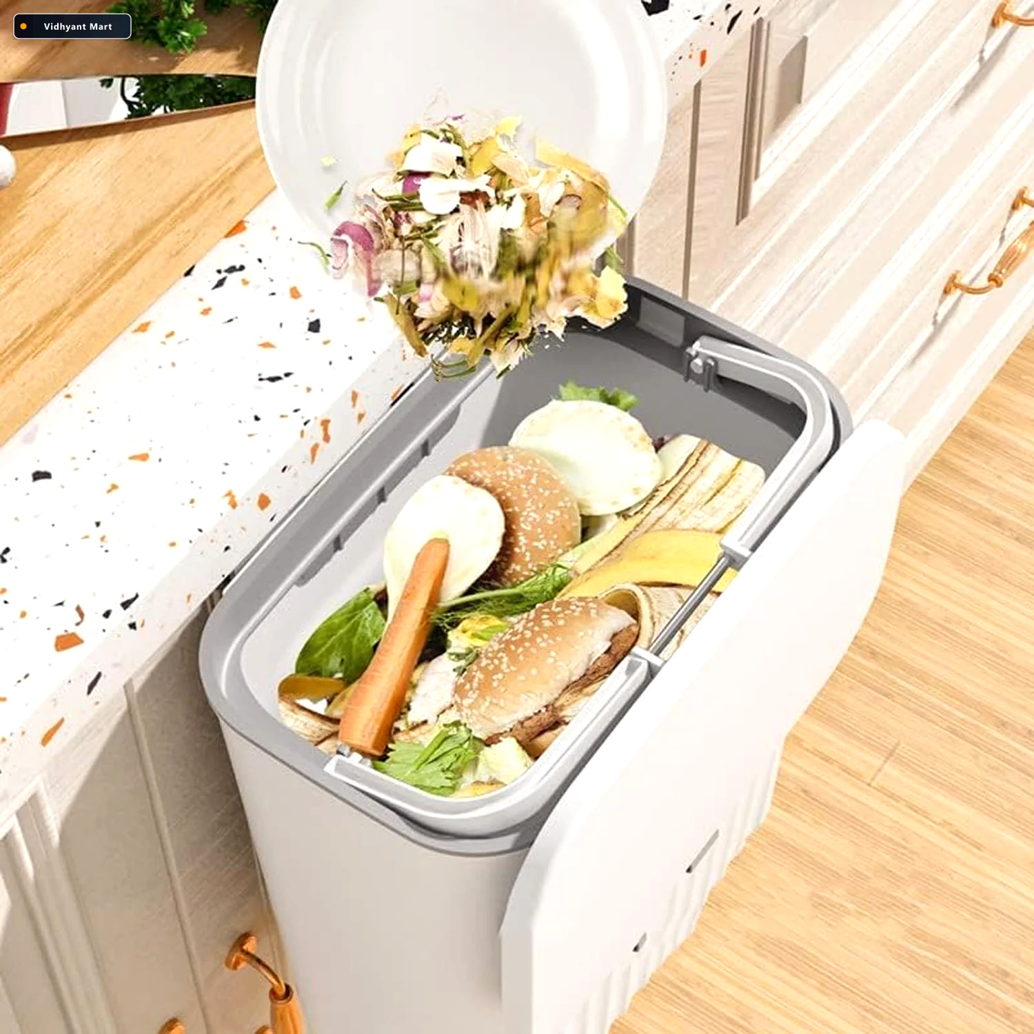 Vidhyant Mart Kitchen Dustbin Space Saving Wall Mounted Plastic 2
