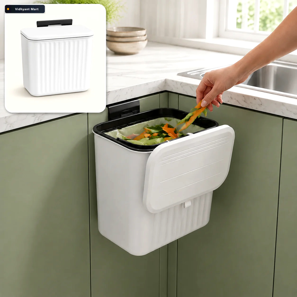 Vidhyant Mart Kitchen Dustbin With Lid Compact 25x22 Cm For Smal 1
