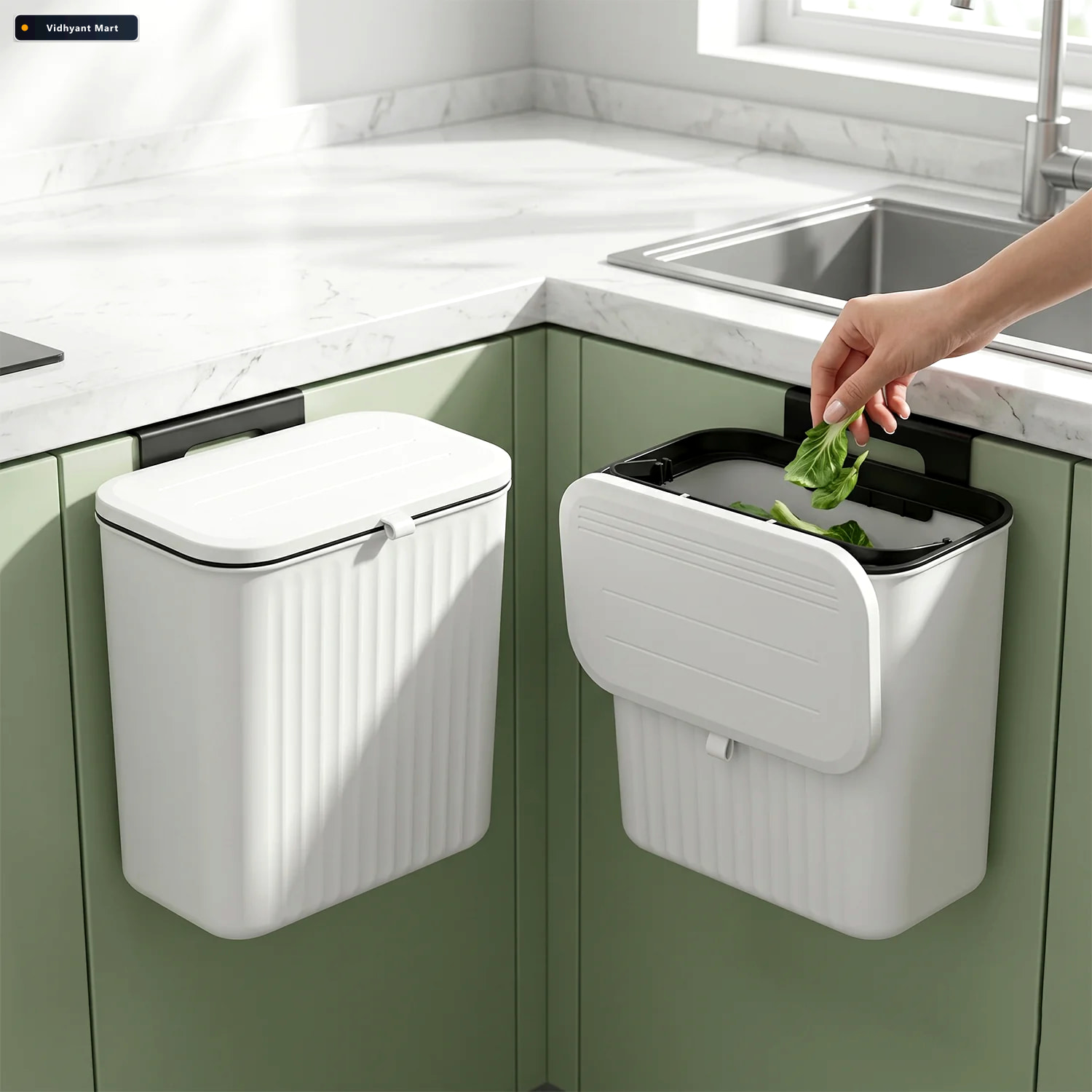Vidhyant Mart Kitchen Dustbin With Lid Compact 25x22 Cm For Smal 3