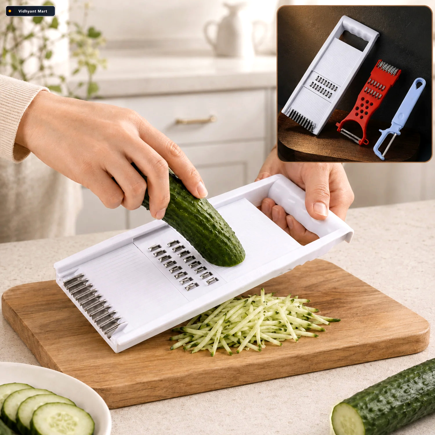 Vidhyant Mart Kitchen Grater Set 3 Piece Grater Slicer Peeler Ki 1