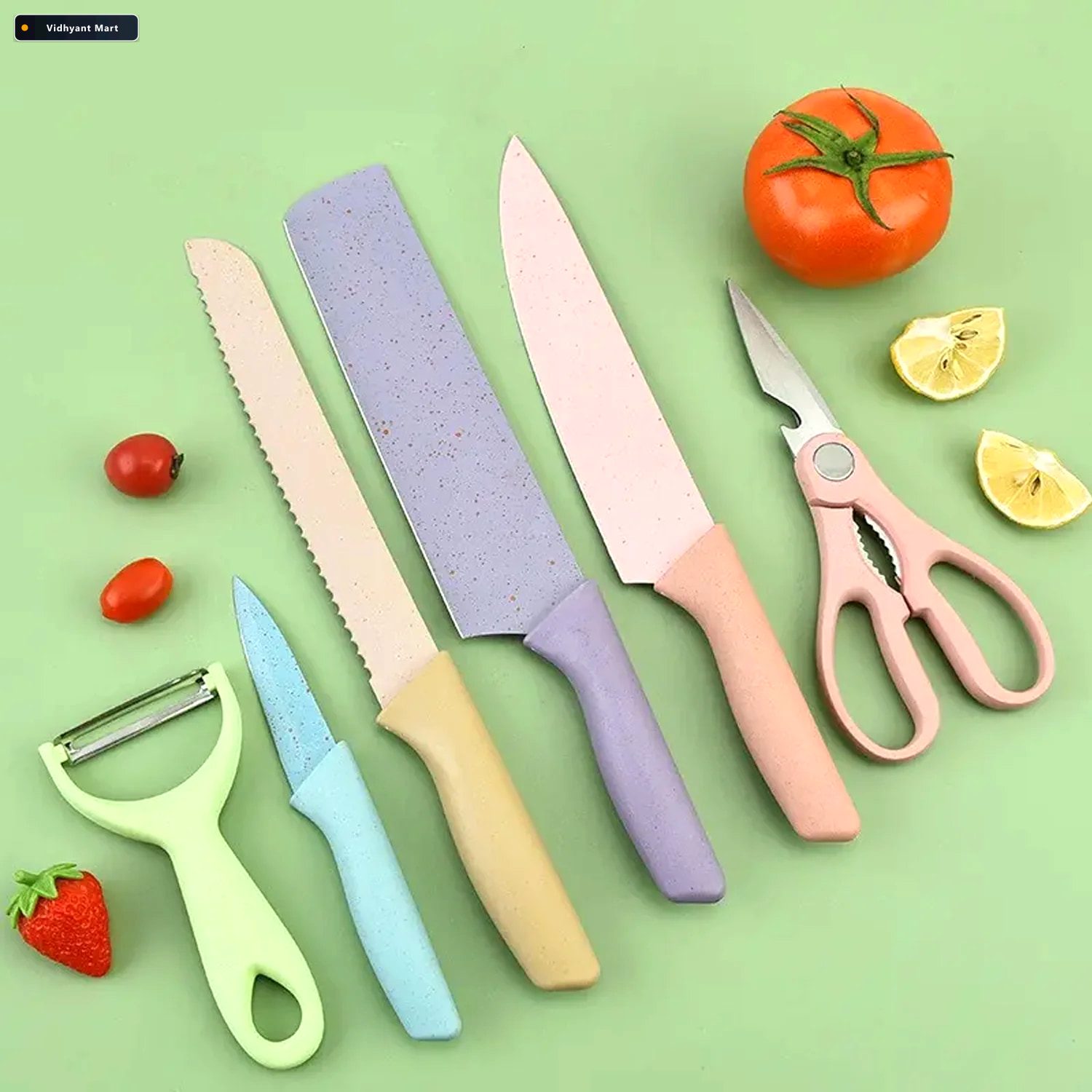 Vidhyant Mart Kitchen Knife Set Professional 6 Pc Steel With Sto 1