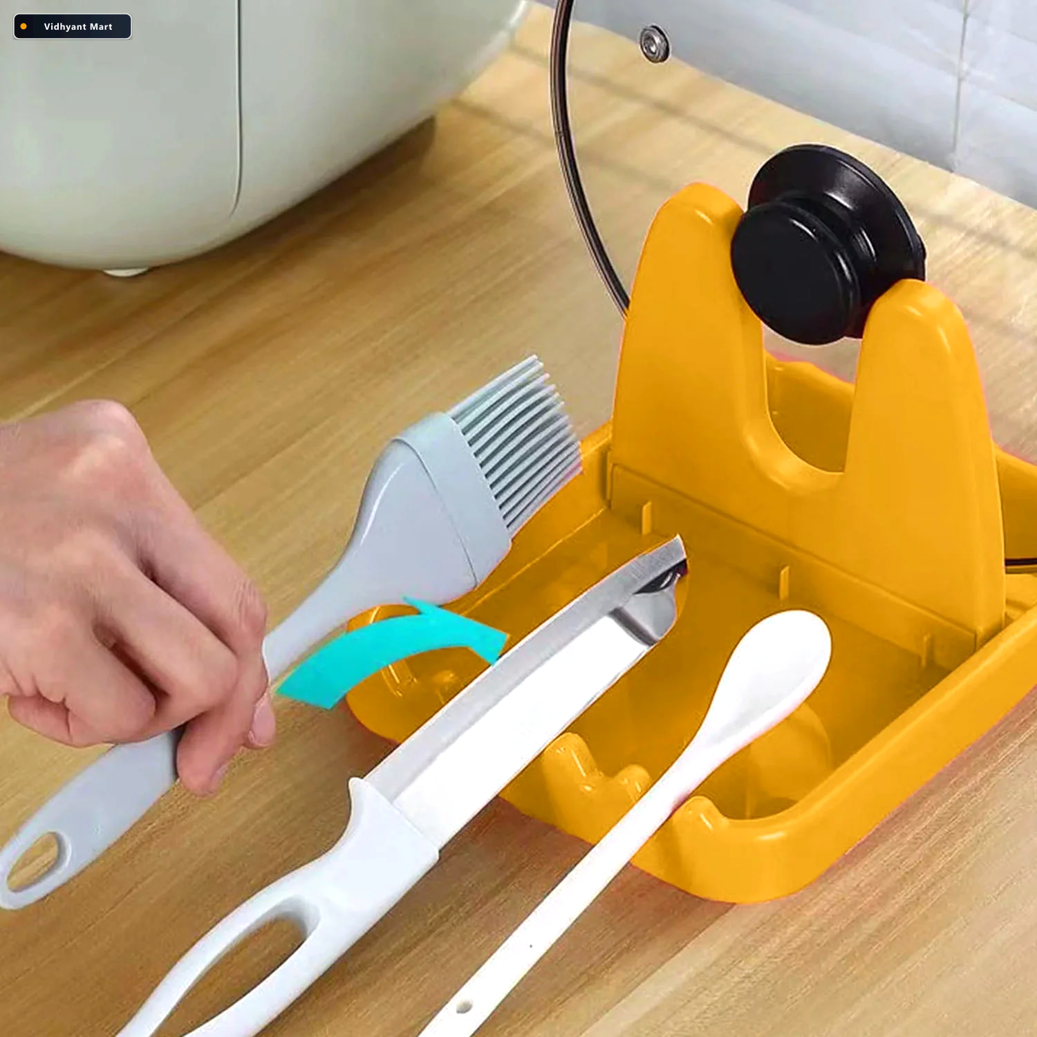 Vidhyant Mart Kitchen Lid Spoon Holder Stand Compact Heat Resist 3