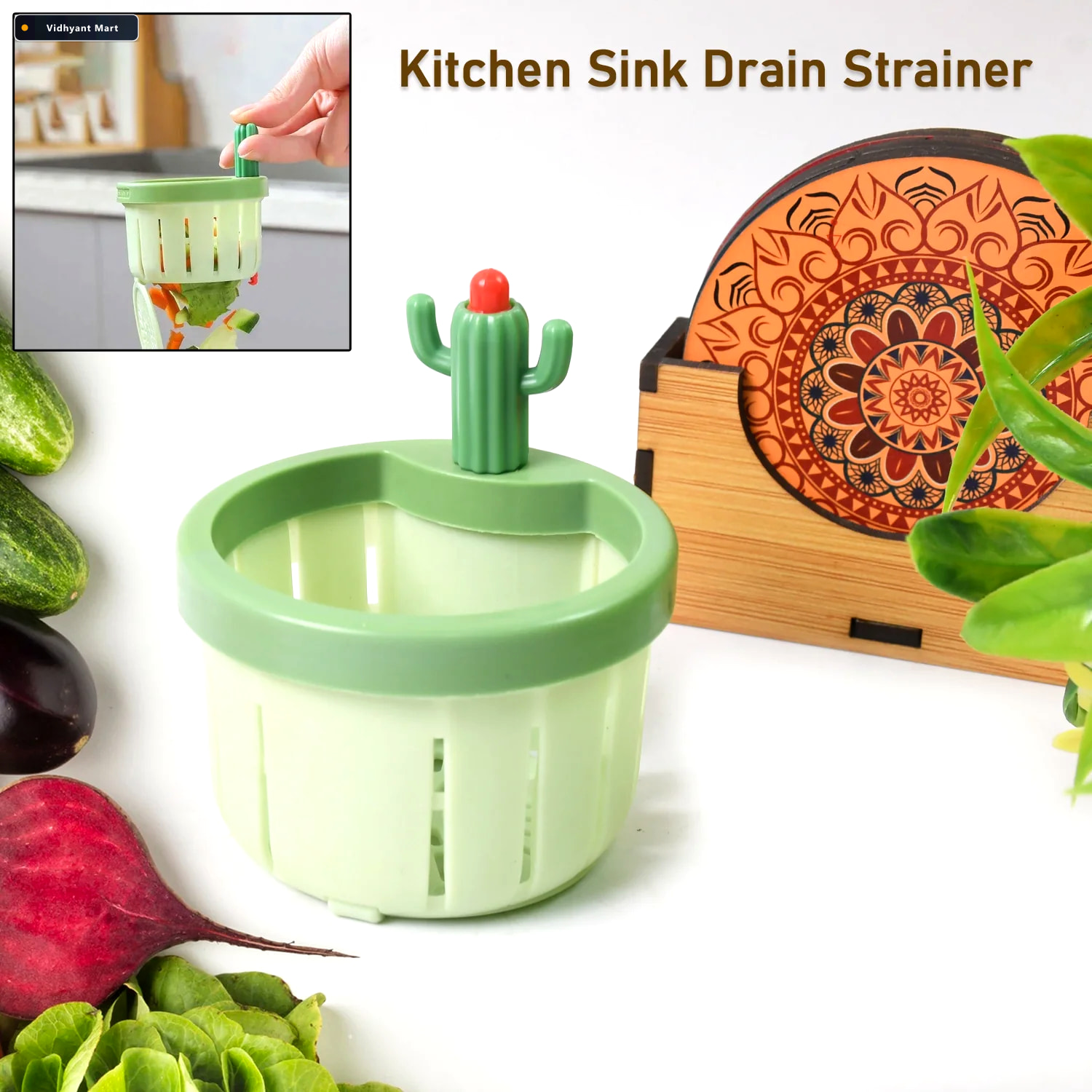 Vidhyant Mart Kitchen Sink Drain Strainer Automatic Waste Filter 1