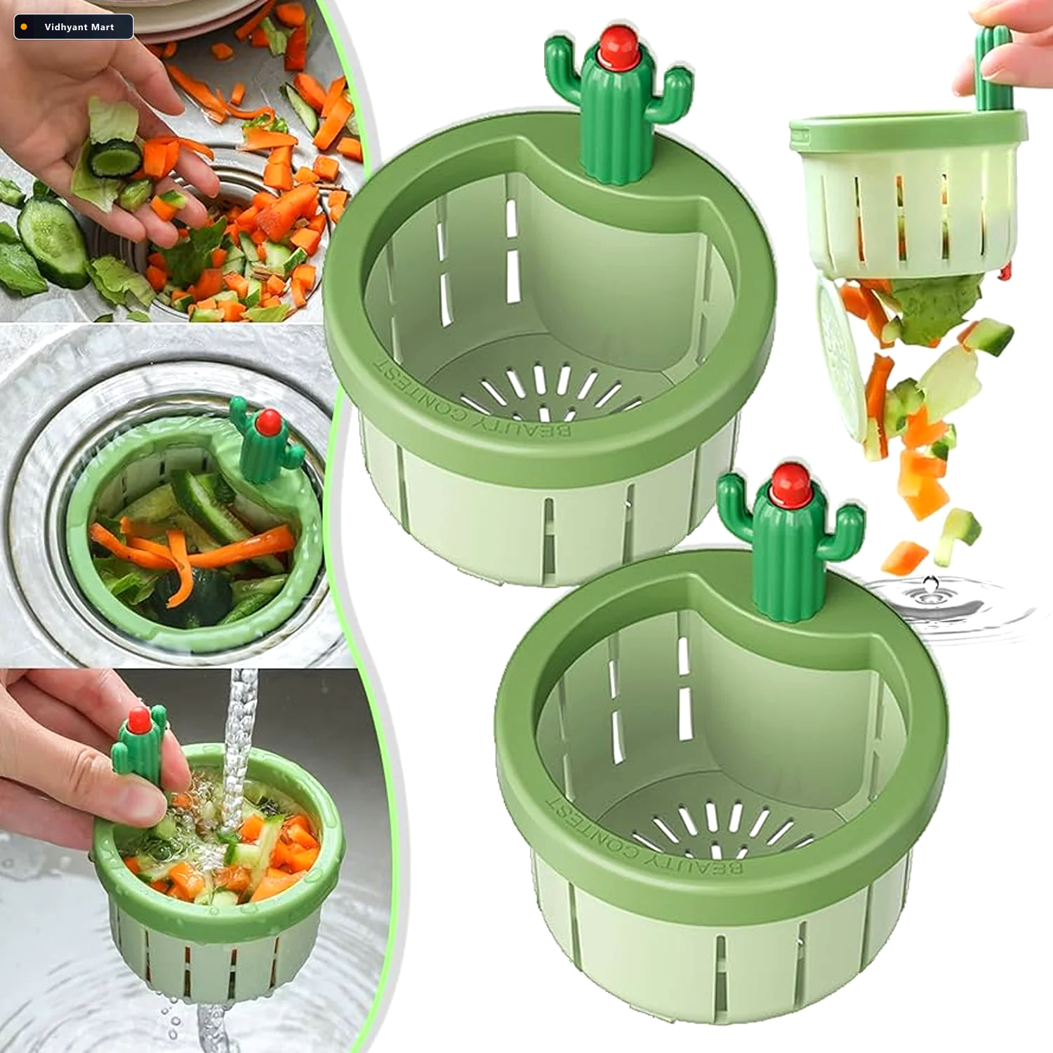 Vidhyant Mart Kitchen Sink Drain Strainer Automatic Waste Filter 2