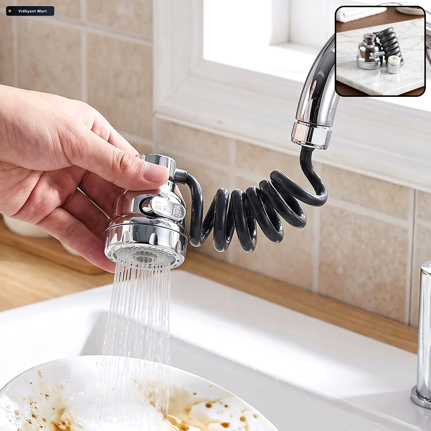 Vidhyant Mart Kitchen Sink Utility Combo Flexible Faucet Sprayer 4