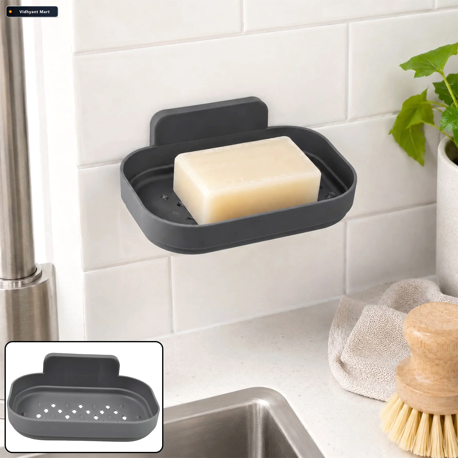 Vidhyant Mart Kitchen Soap Dish Self Adhesive Wall Soap Holder F 1
