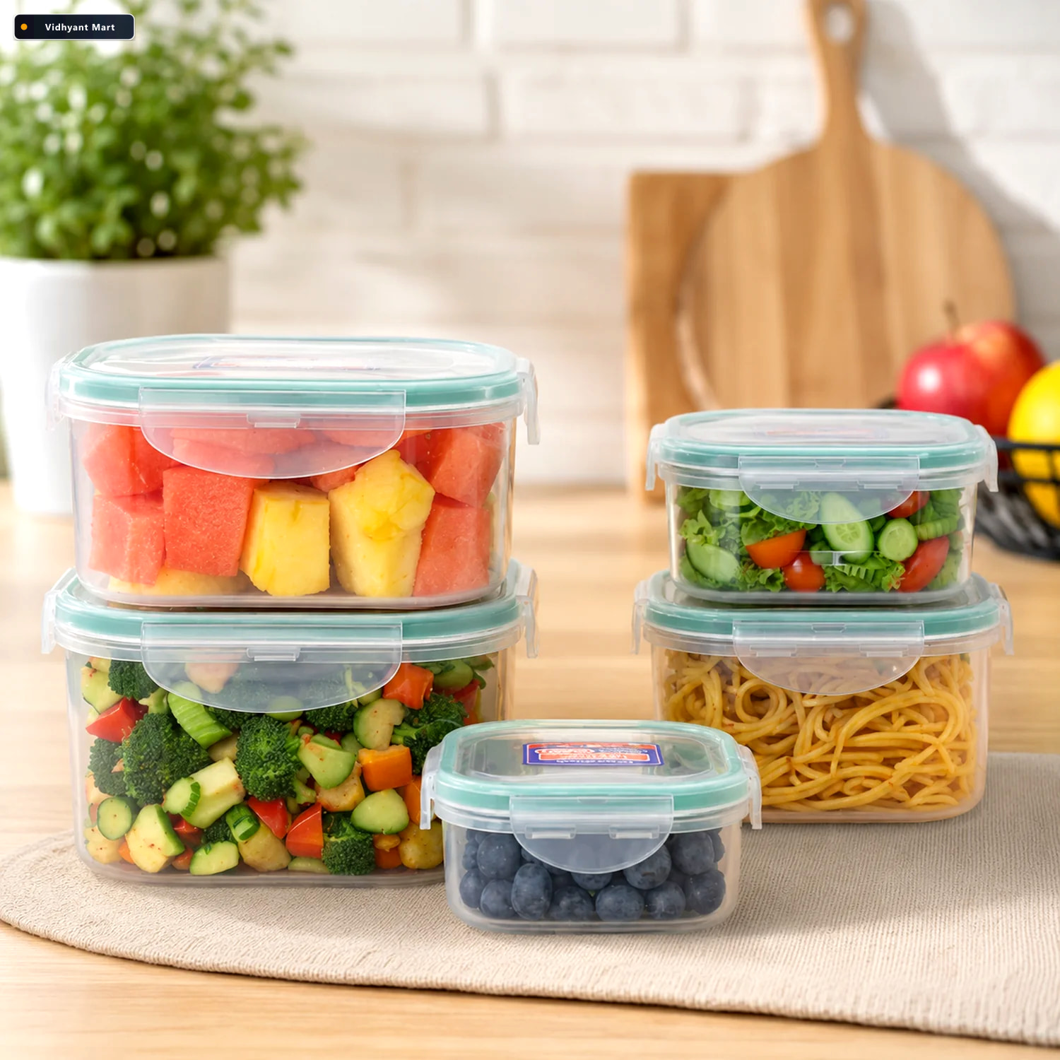 Vidhyant Mart Kitchen Storage Containers 5 Pc Airtight Set Tidy 1