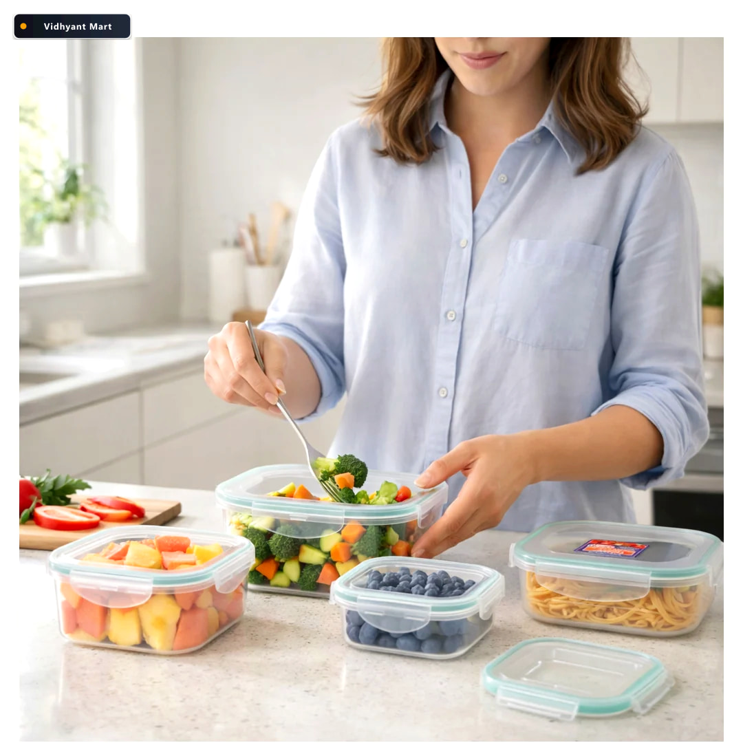 Vidhyant Mart Kitchen Storage Containers 5 Pc Airtight Set Tidy 3