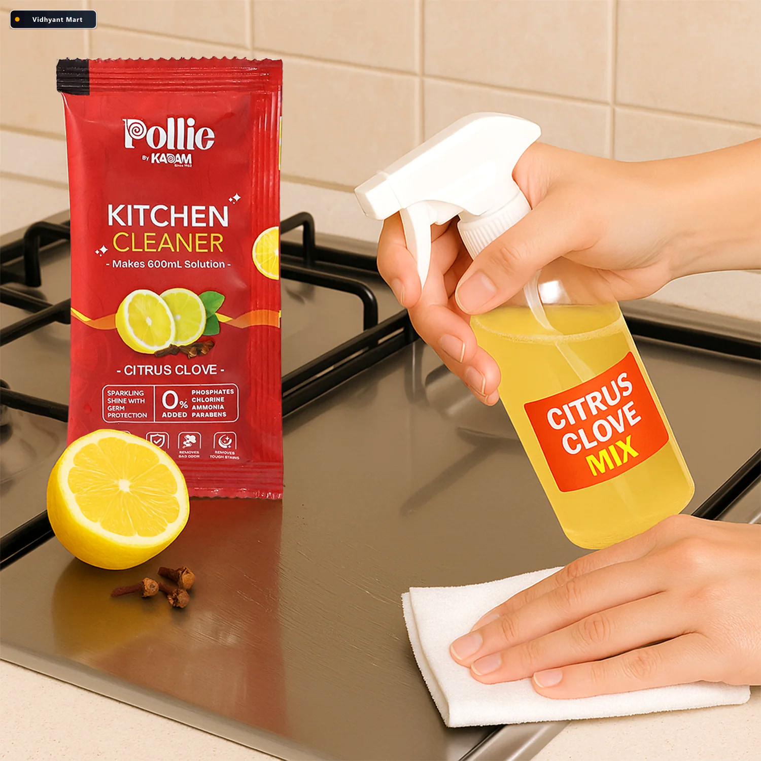 Vidhyant Mart Kitchen Surface Cleaner Sachet Concentrated Citrus 4
