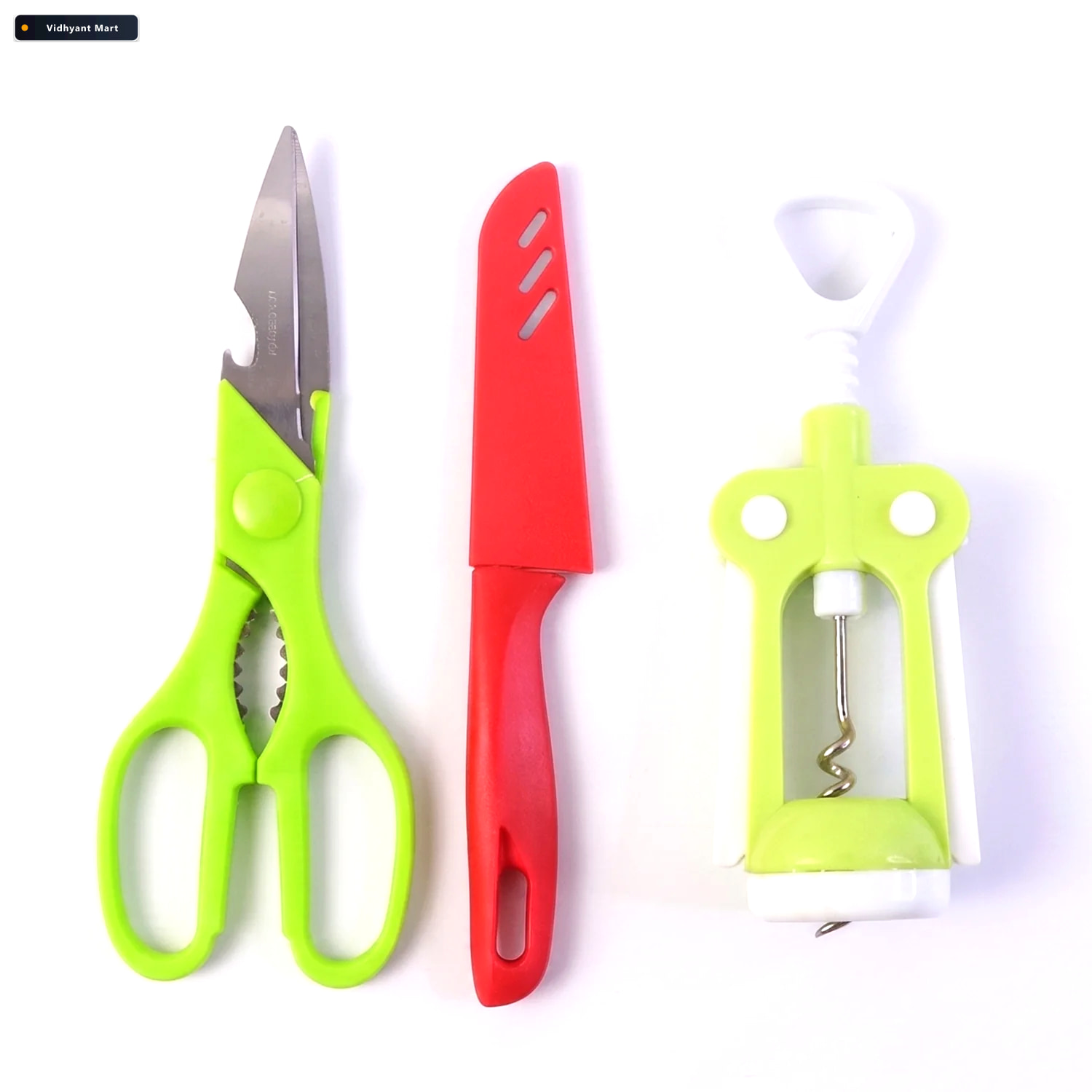 Vidhyant Mart Kitchen Tool Set 3 Pc Wine Opener Knife Scissors Q 4