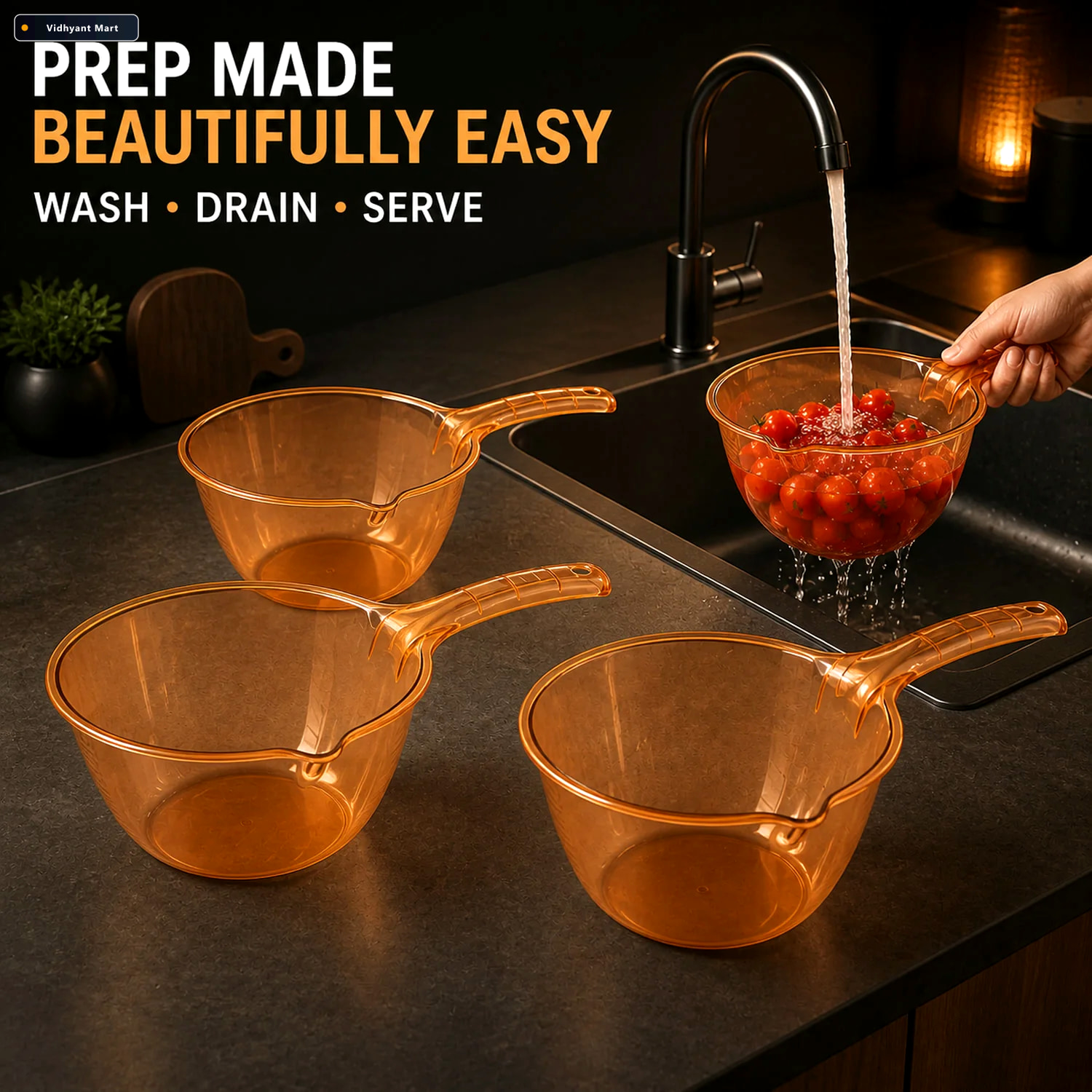 Vidhyant Mart Kitchen Washing Straining Bowl 1100 Ml Set Of 4 2