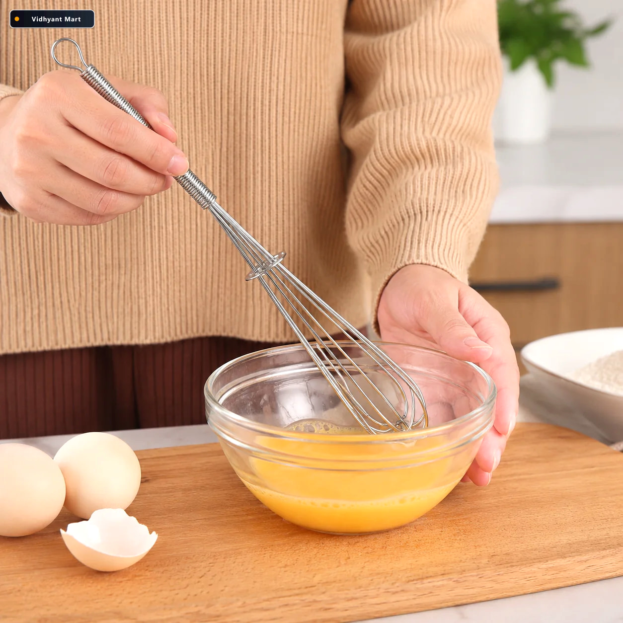 Vidhyant Mart Kitchen Whisk 16cm Stainless Steel Non Scratch Han 1
