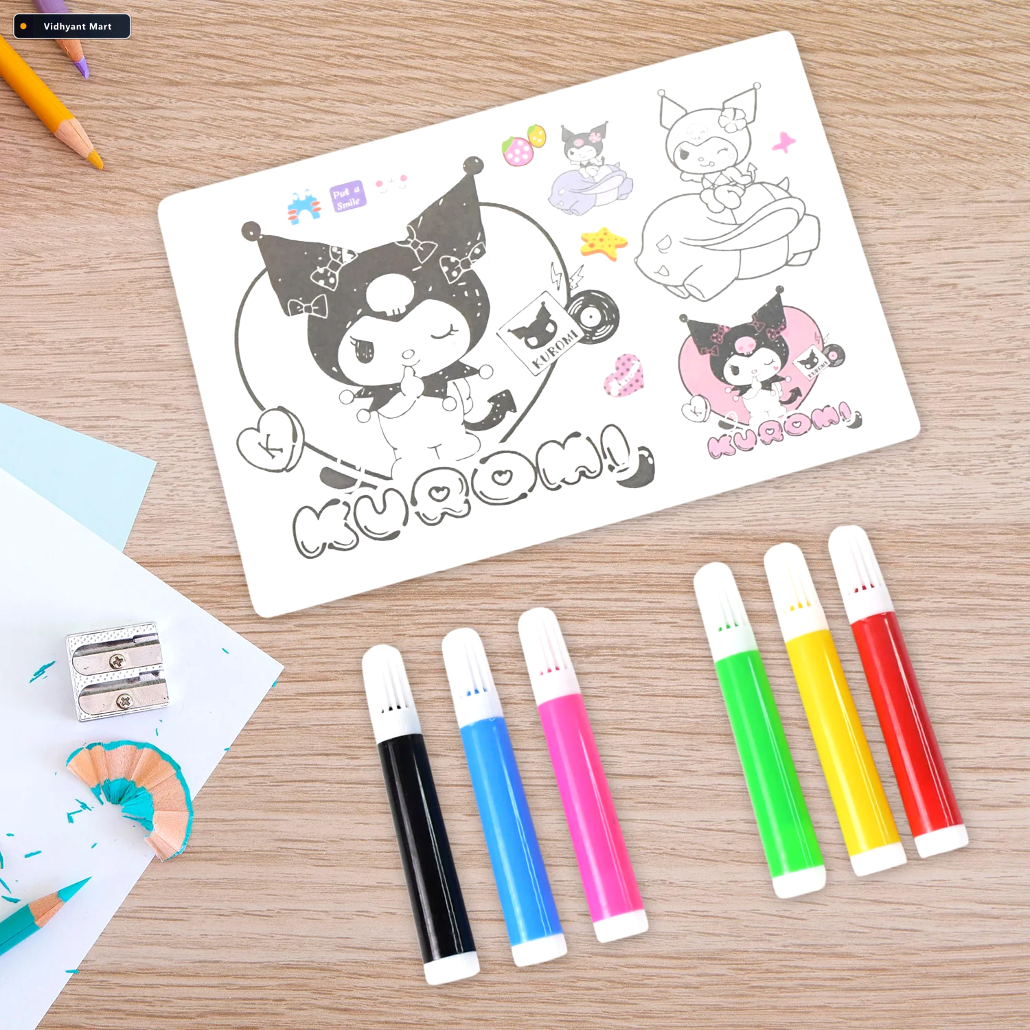 Vidhyant Mart Kuromi Themed Kids Coloring Book Set 6 Sheets 6 Ma 2