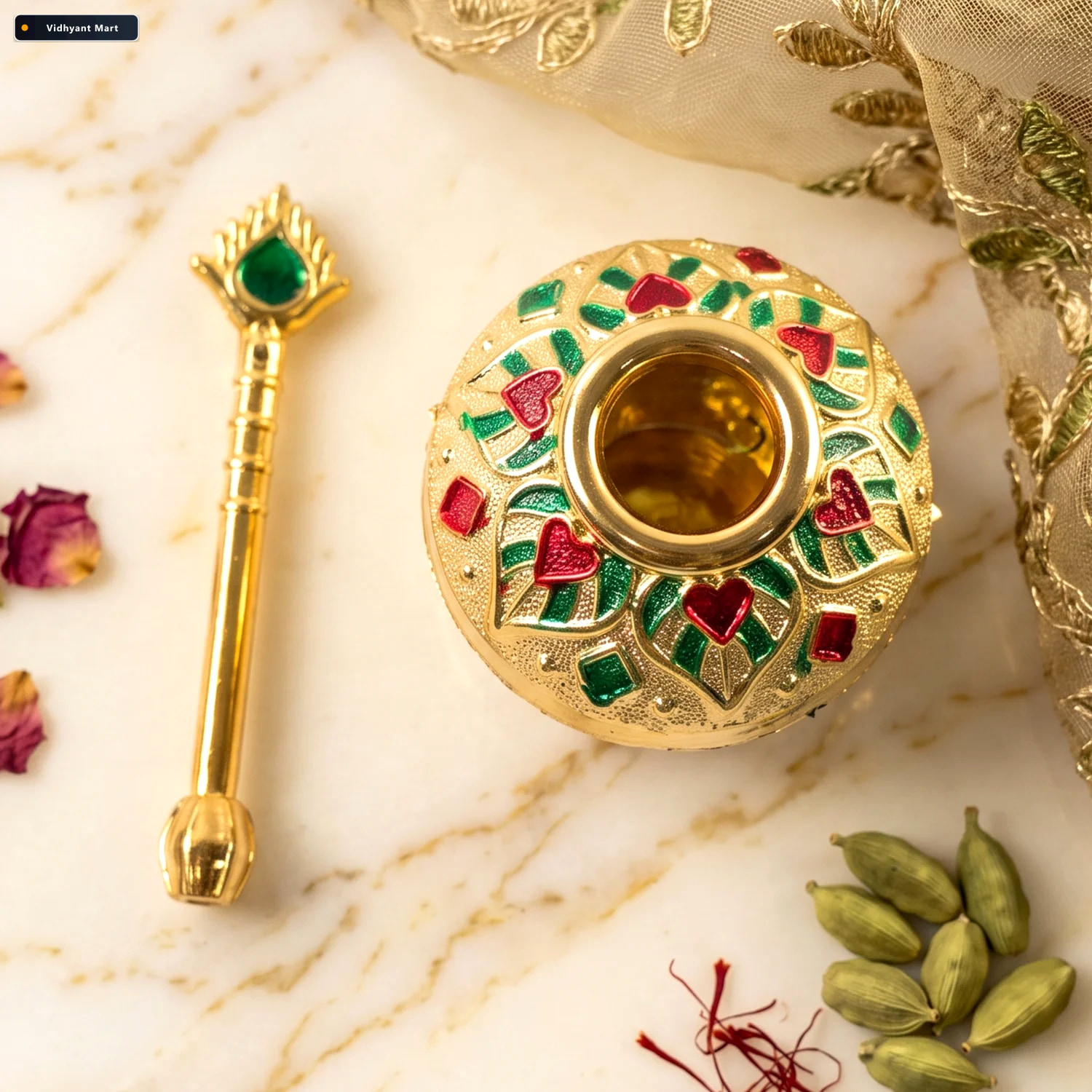 Vidhyant Mart Laddu Gopal Makhan Matki With Spoon Set Decorative 3